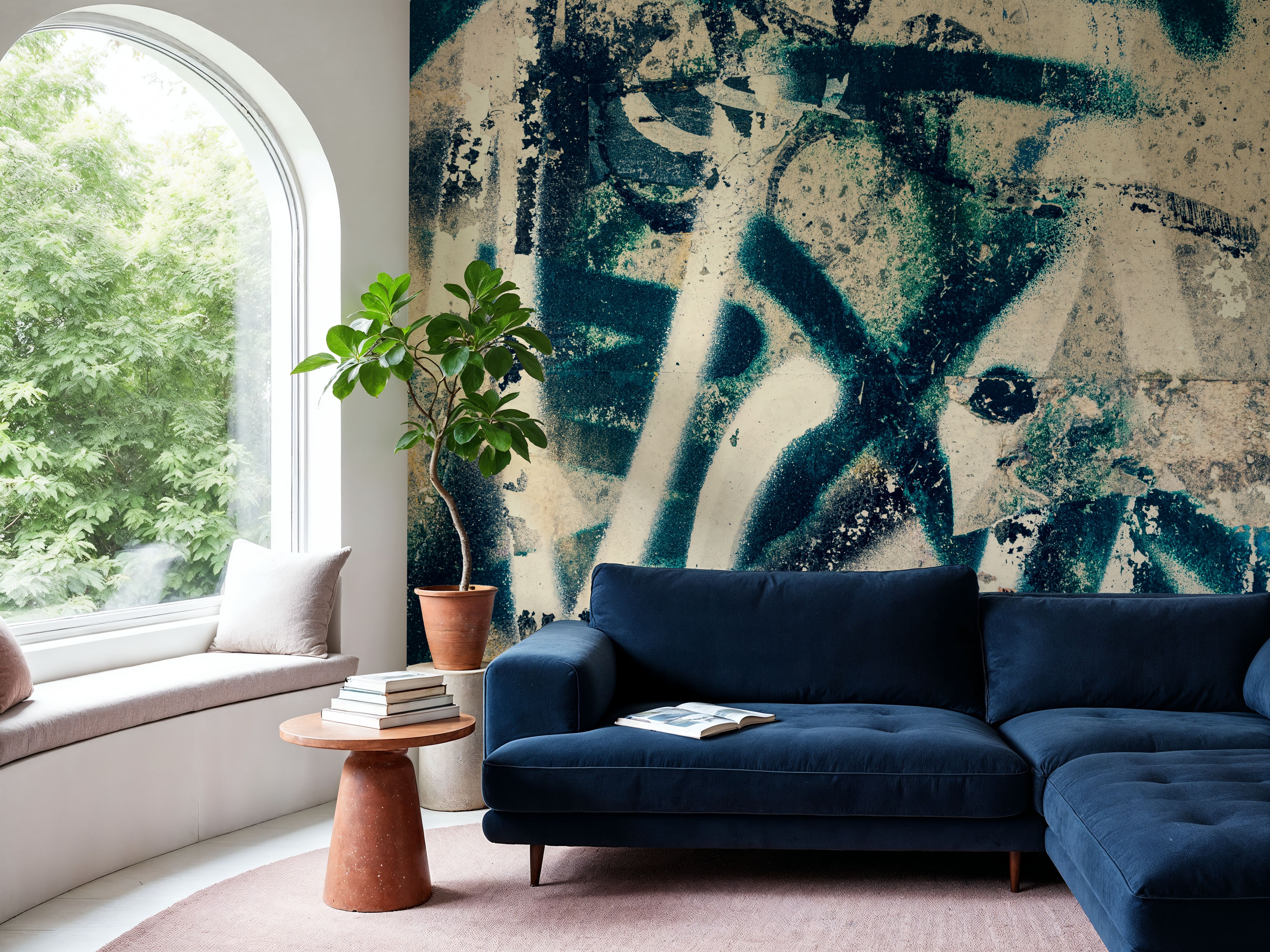 Wall Mural - Time Stands Still - Graffiti mural wallpaper - Green - Hallway staircases - Wallism US - Premium, Textured or Peel & Stick