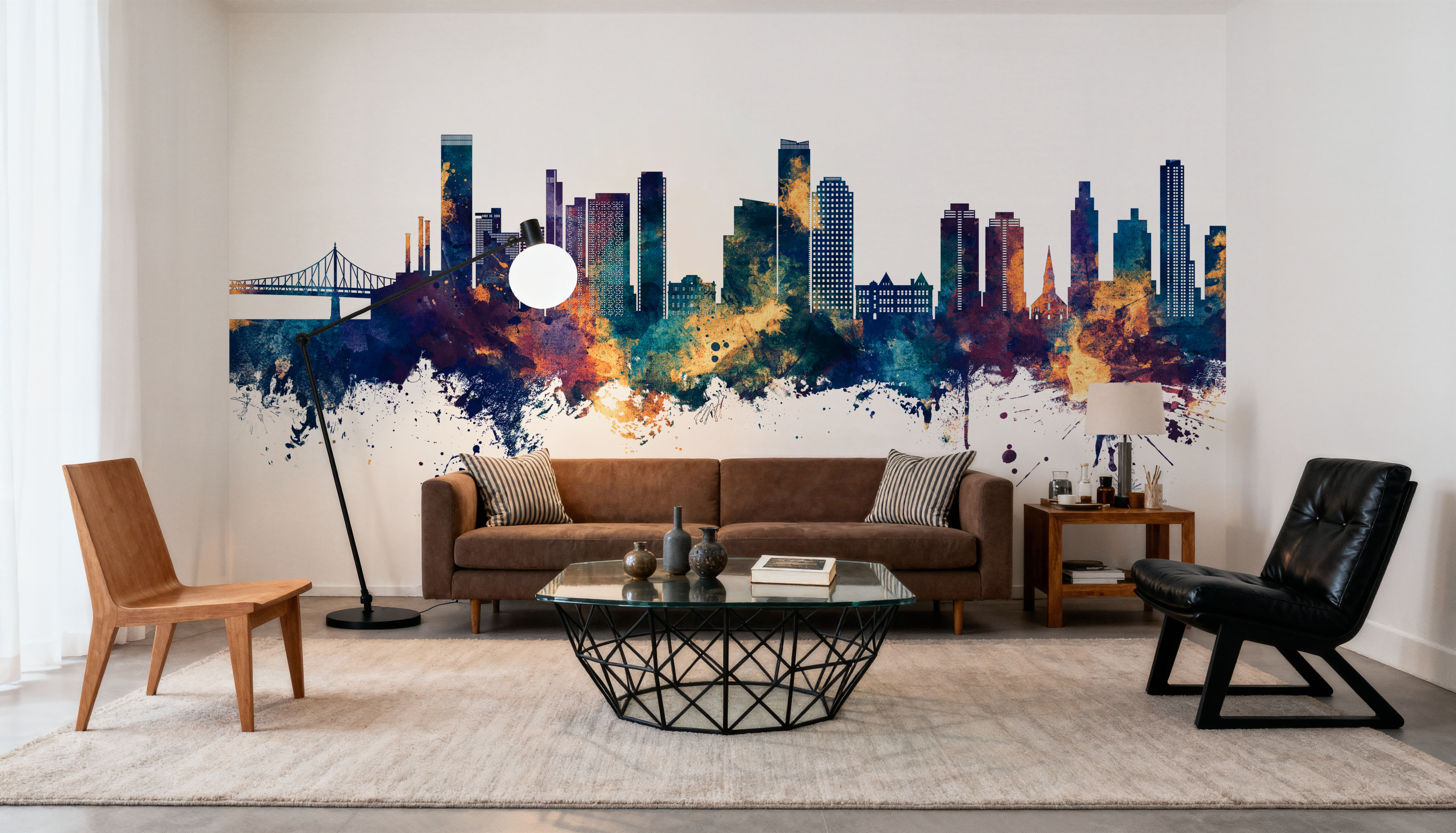 Queens New York Skyline Blue & Bronze