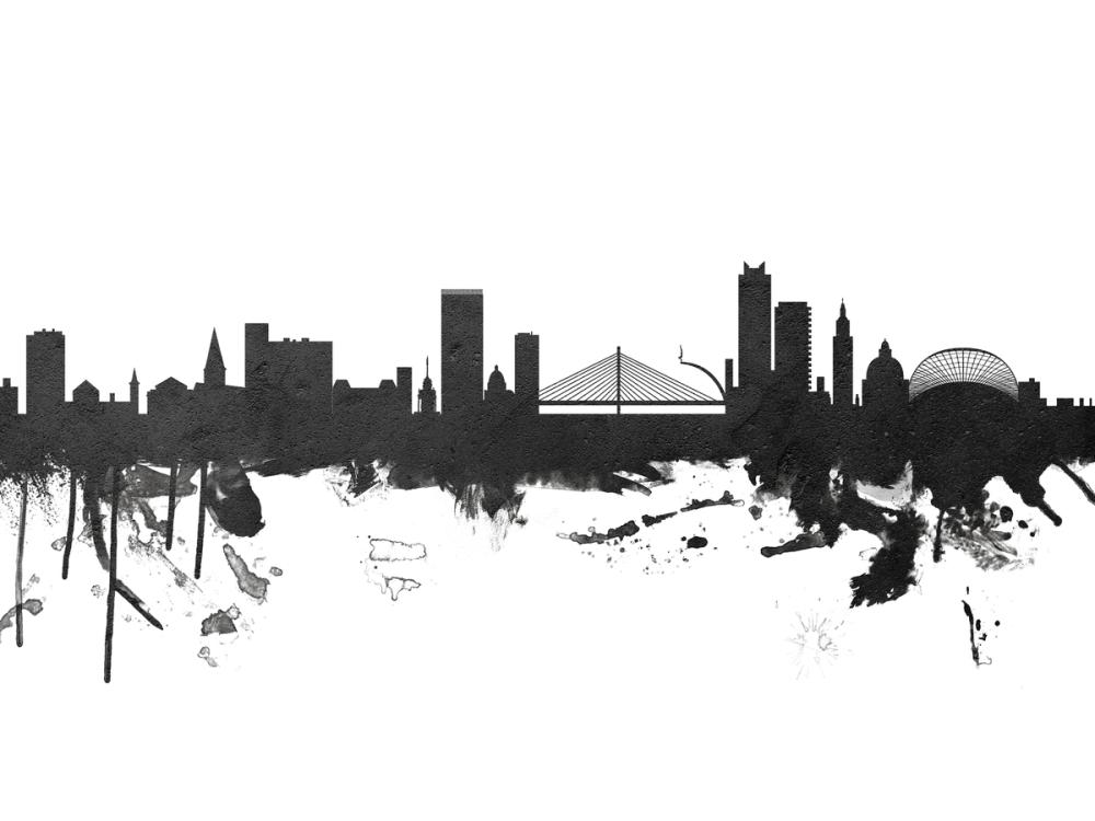 Liege Belgium Skyline Black & White