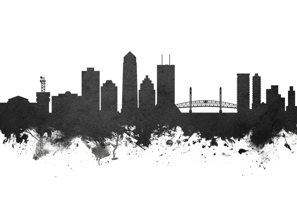 Jacksonville Florida Skyline Black & White