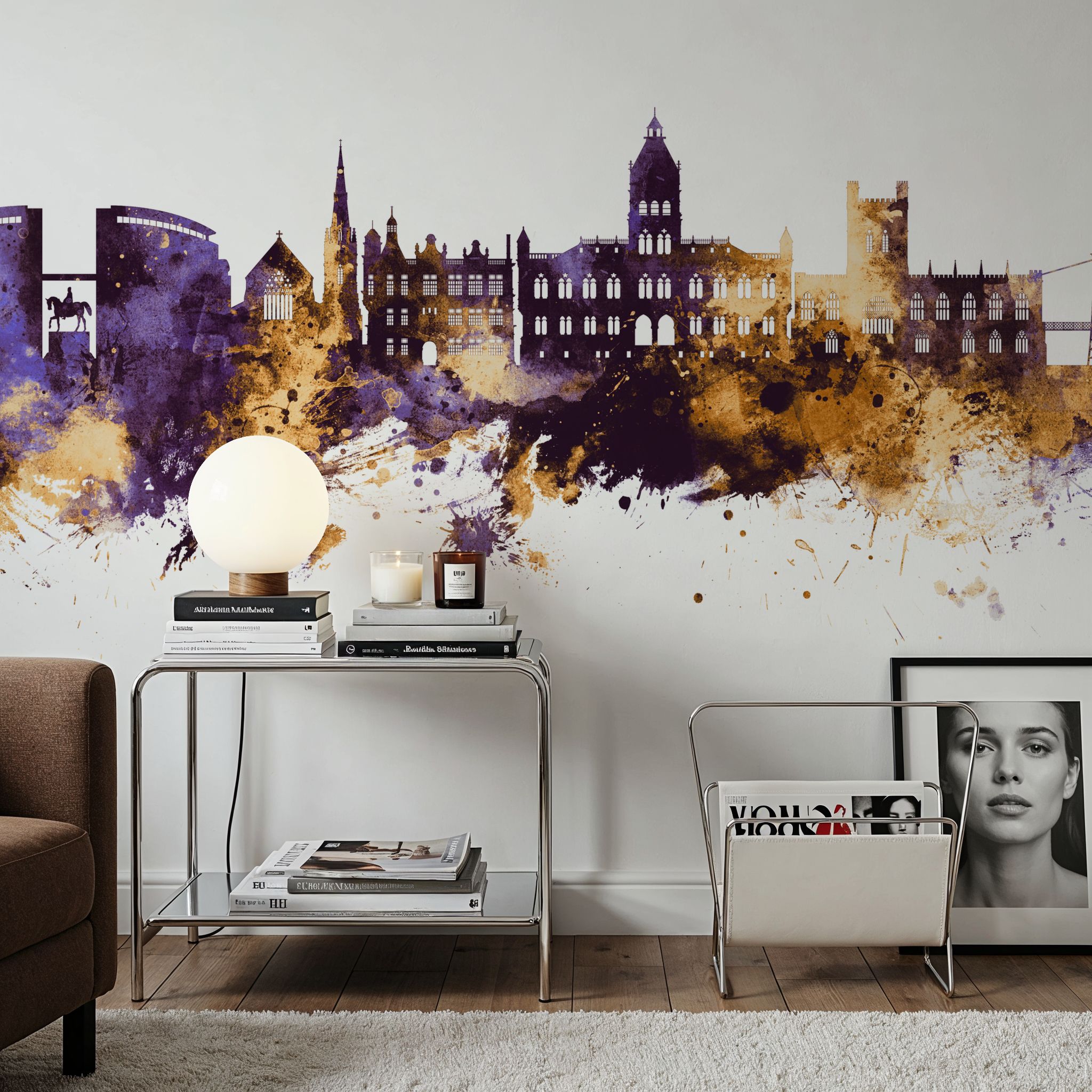 Chester England Skyline Purple & Gold