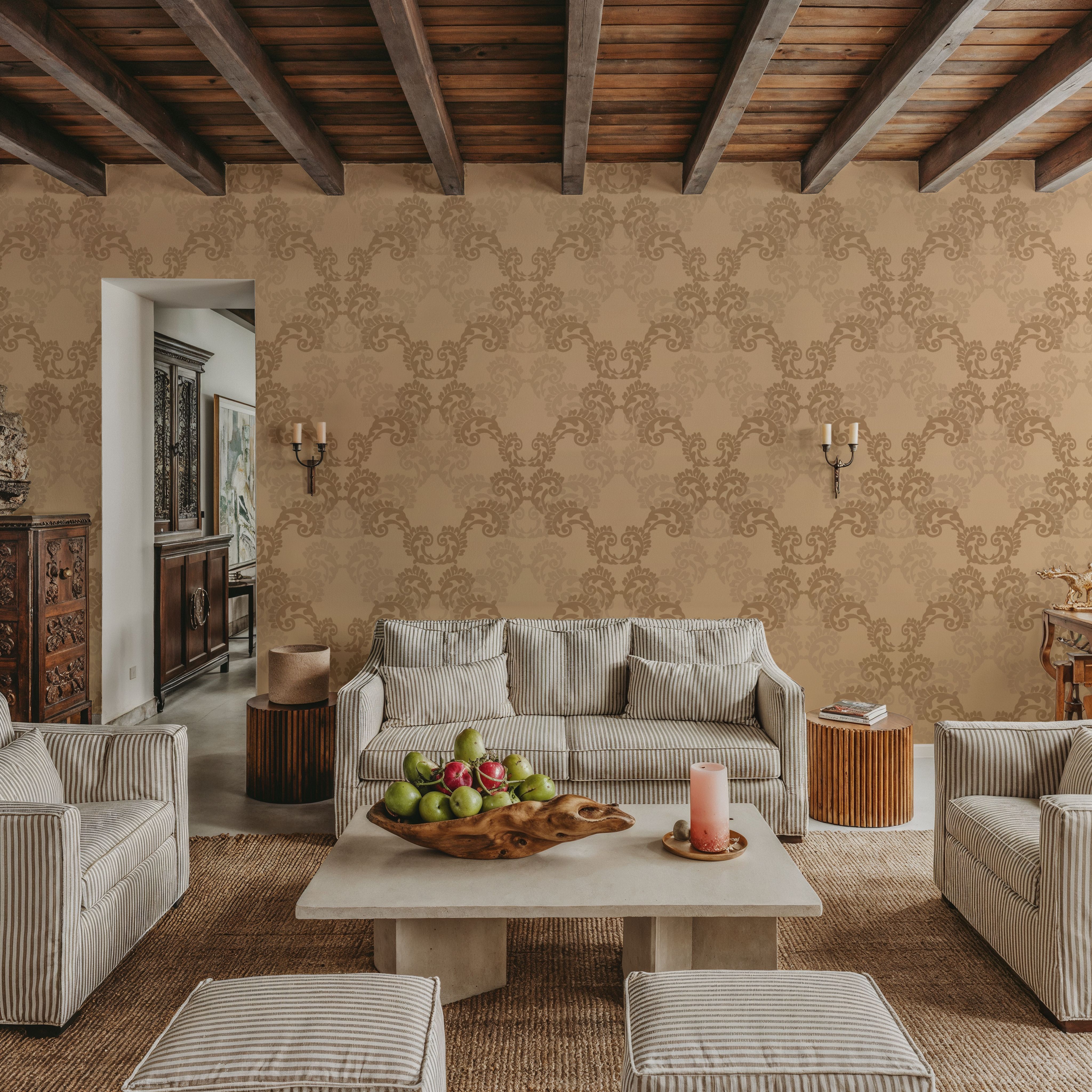 Overlay Damask Brown