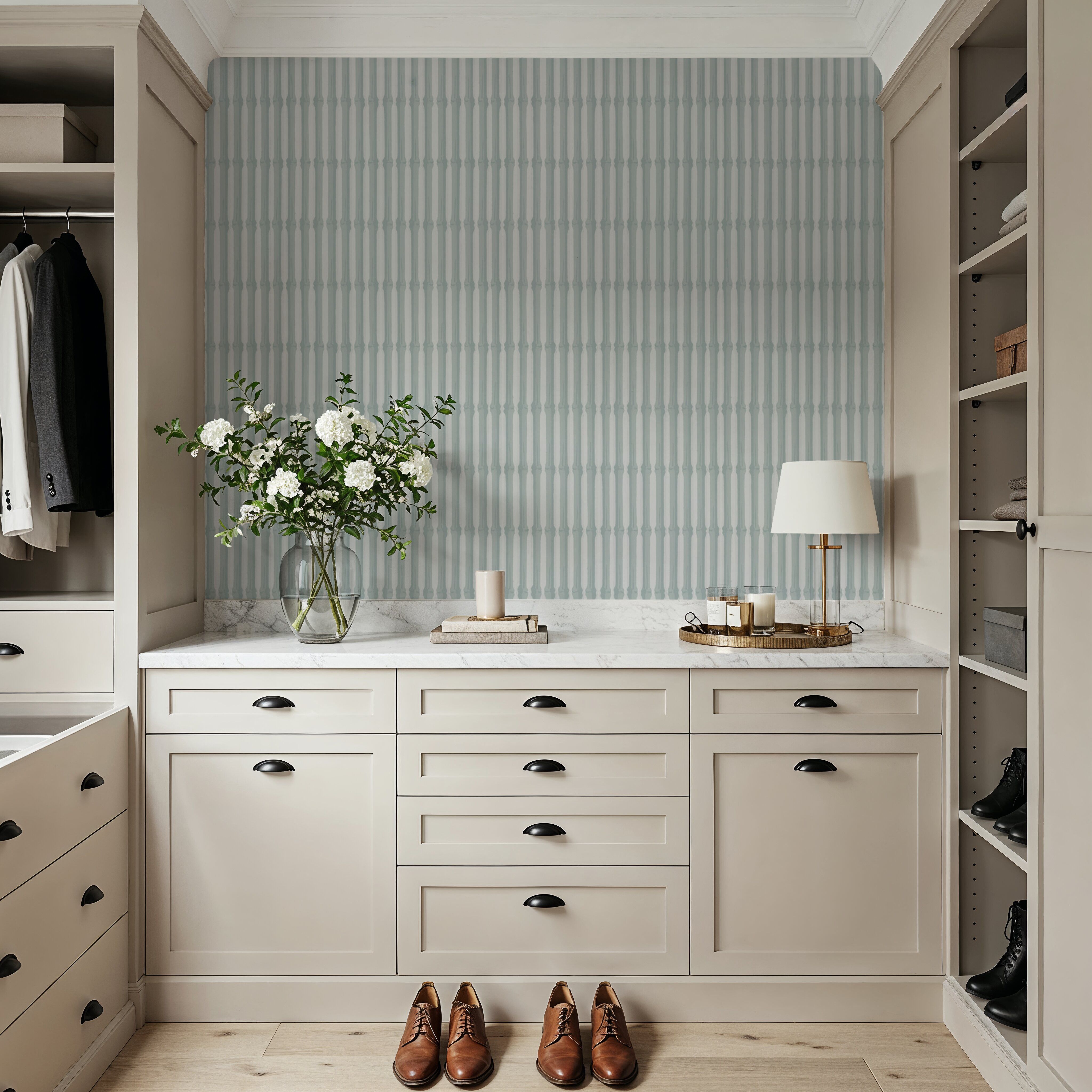 Bamboo Stripes, Duck Egg