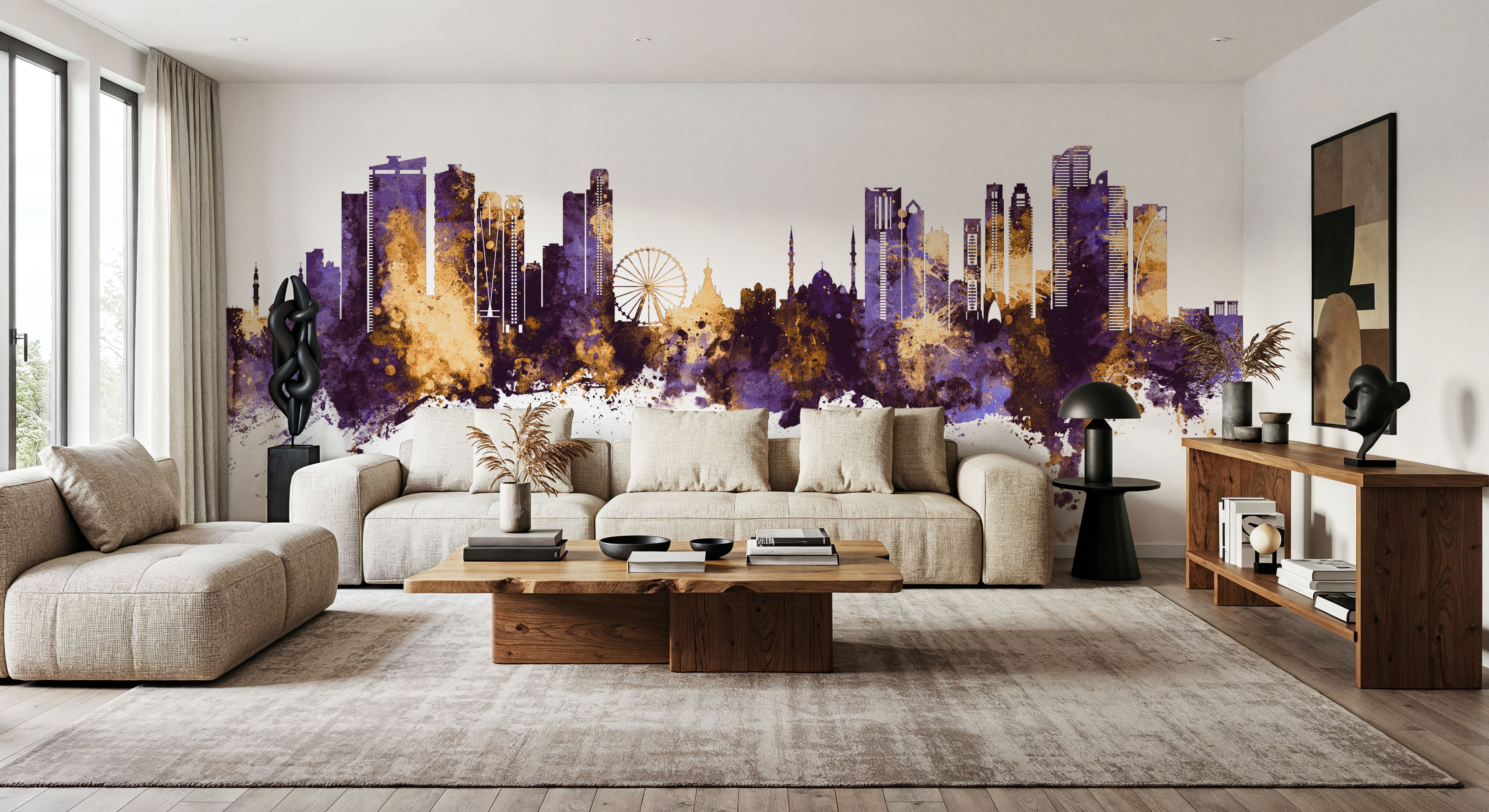 Sharjah Skyline Purple & Gold