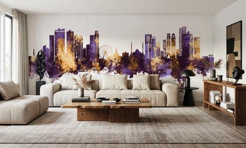 Sharjah Skyline Purple & Gold