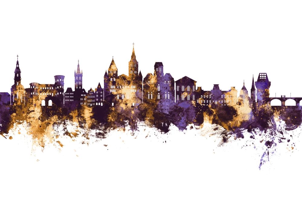 Trier Germany Skyline Purple & Gold