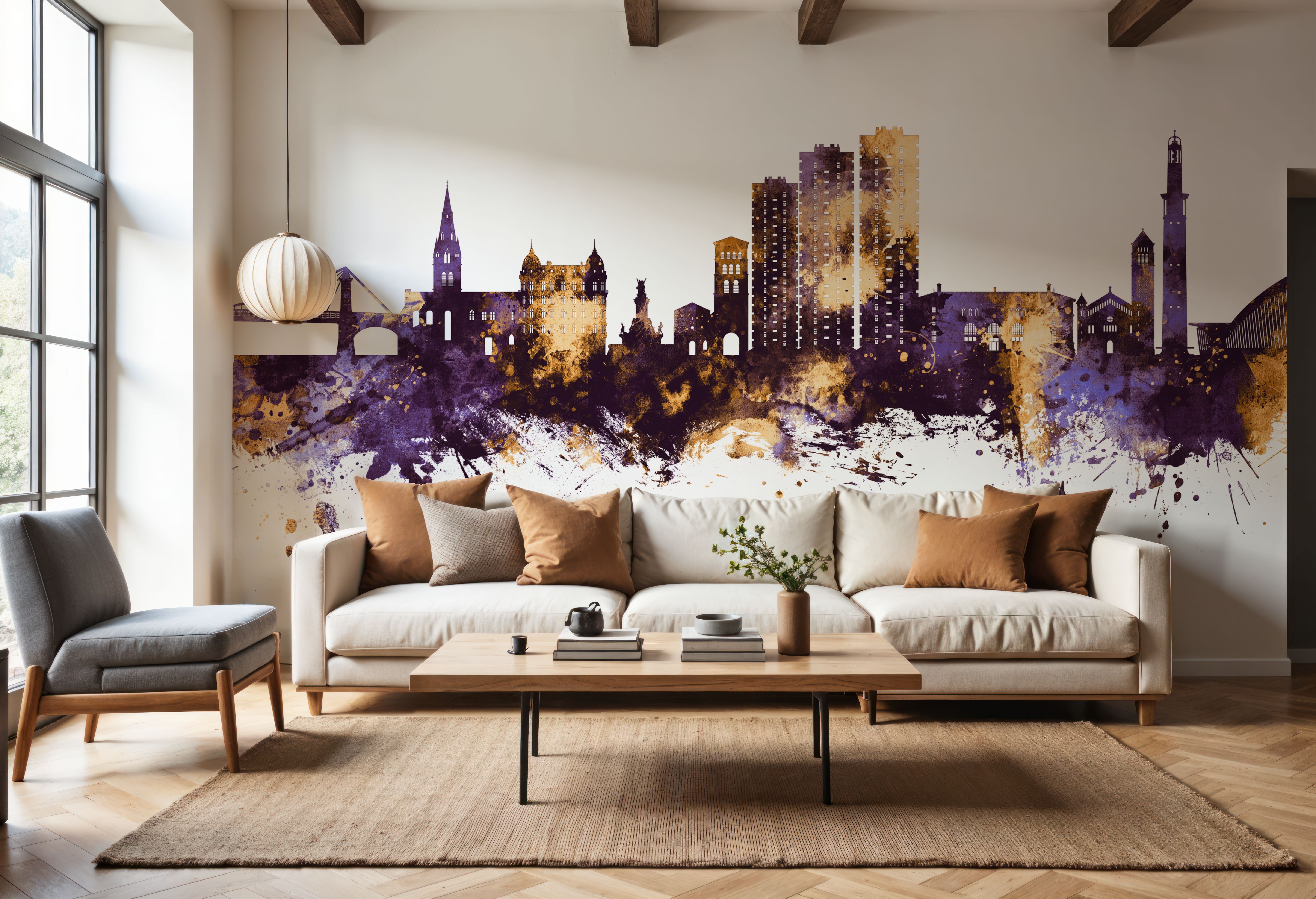 Grenoble Skyline Purple & Gold