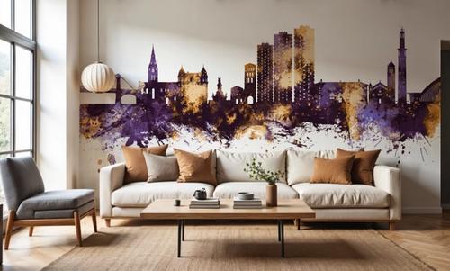 Grenoble Skyline Purple & Gold