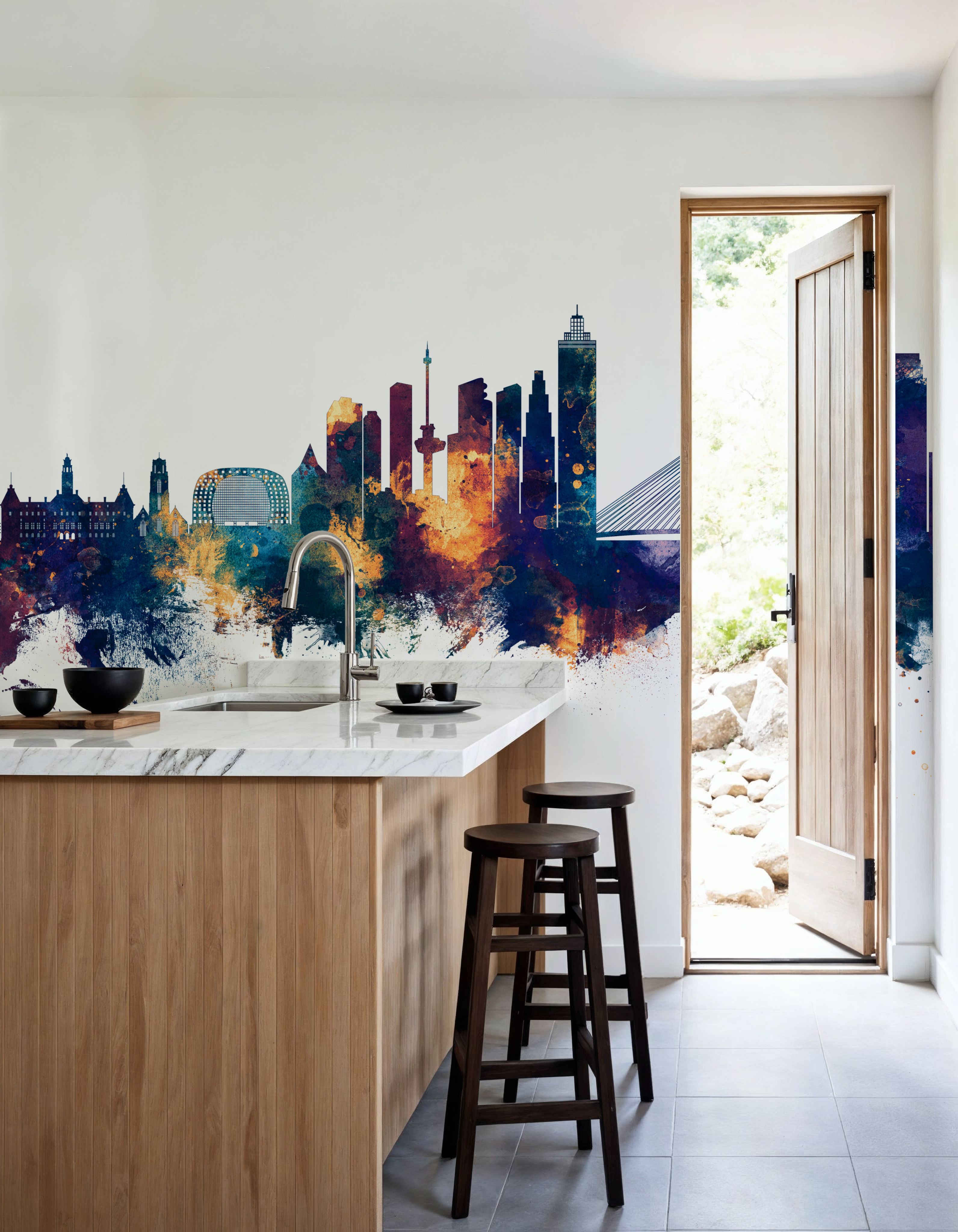 Rotterdam The Netherands Skyline Blue & Bronze