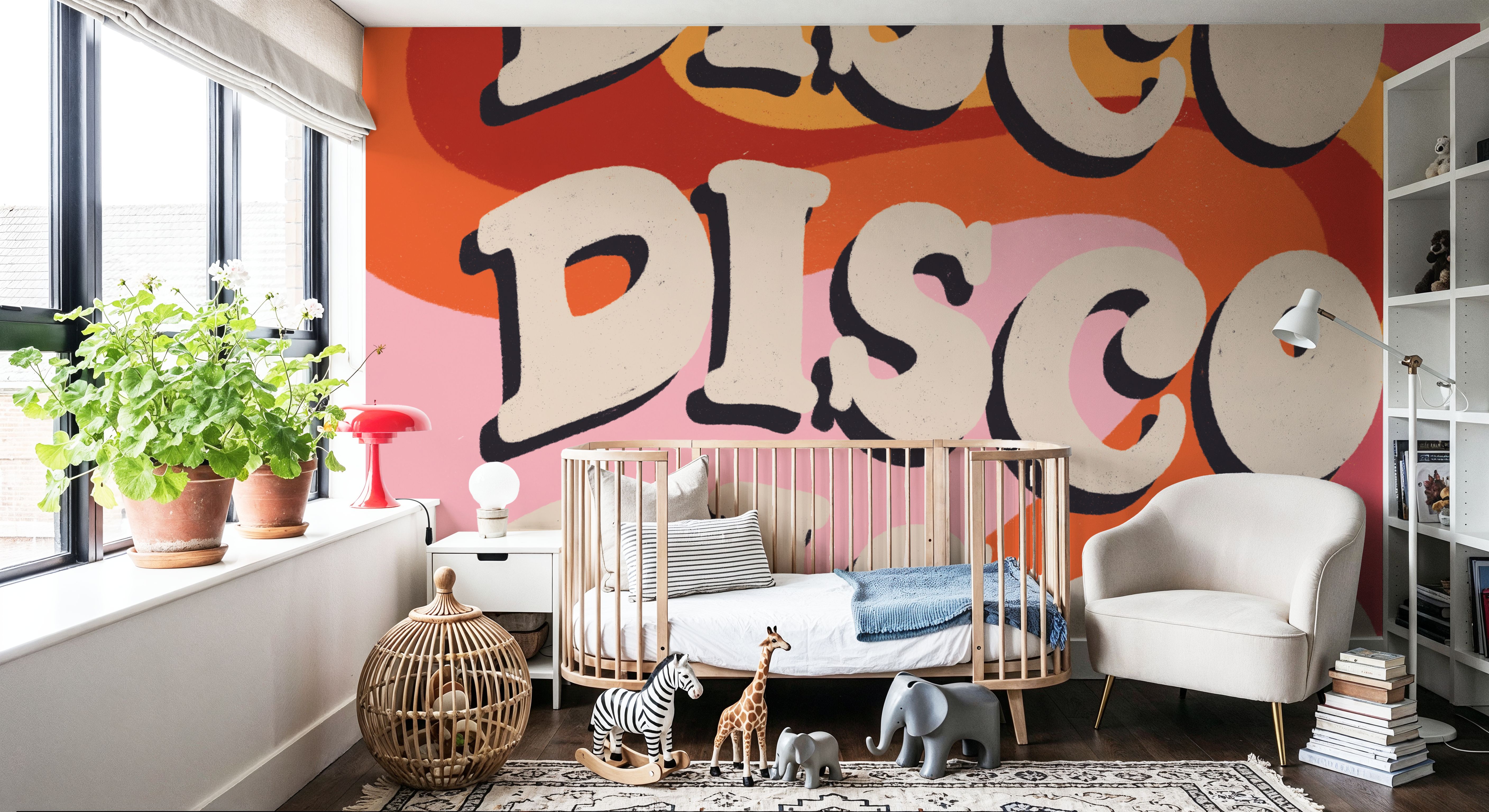 Wall Mural - Disco Fever II - Graphics mural wallpaper - Orange - Offices - Wallism UK - Premium, Textured or Peel & Stick