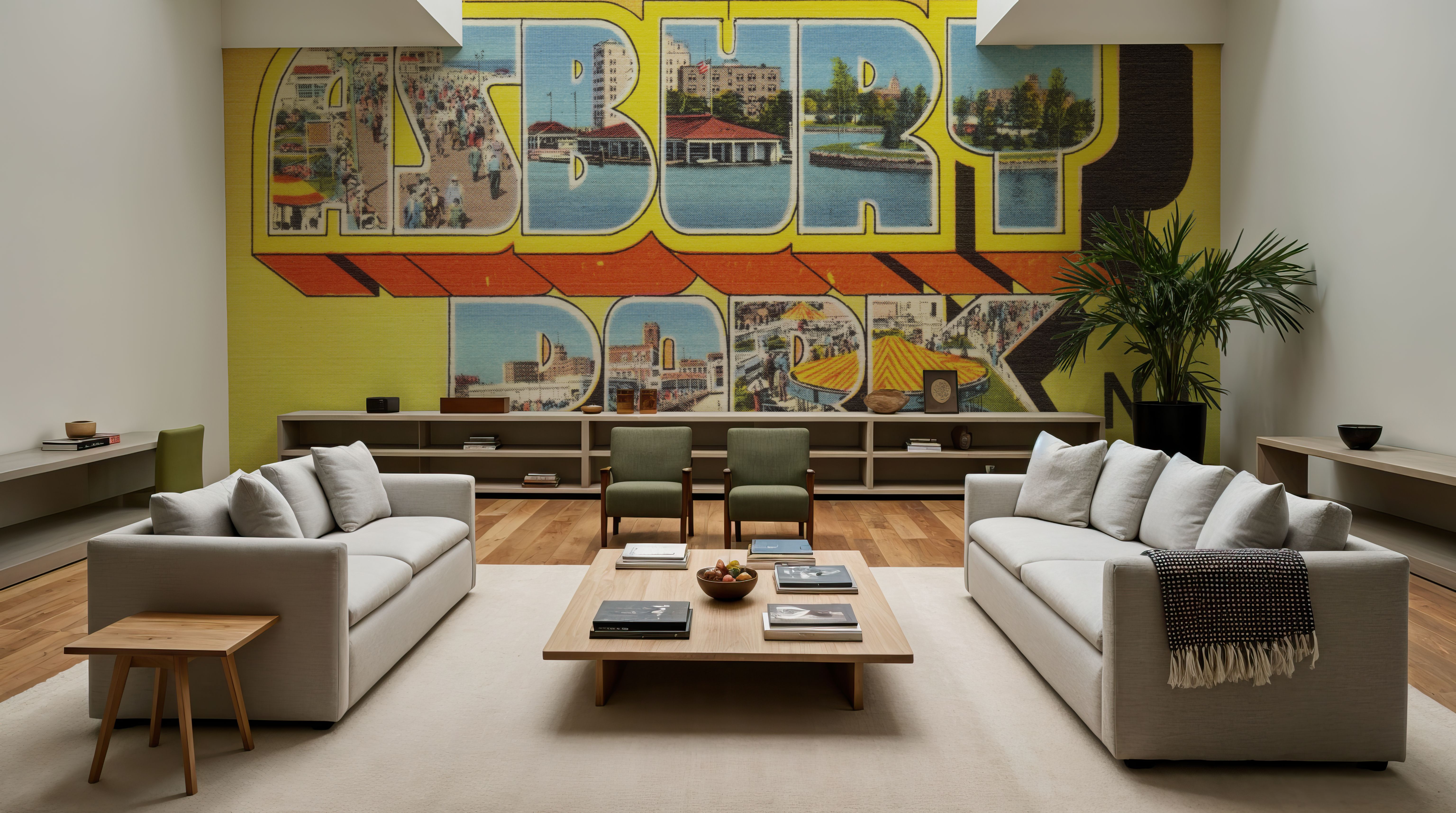 Greetings from Asbury Park NJ. - Screenprint Postcard, Wallpaper