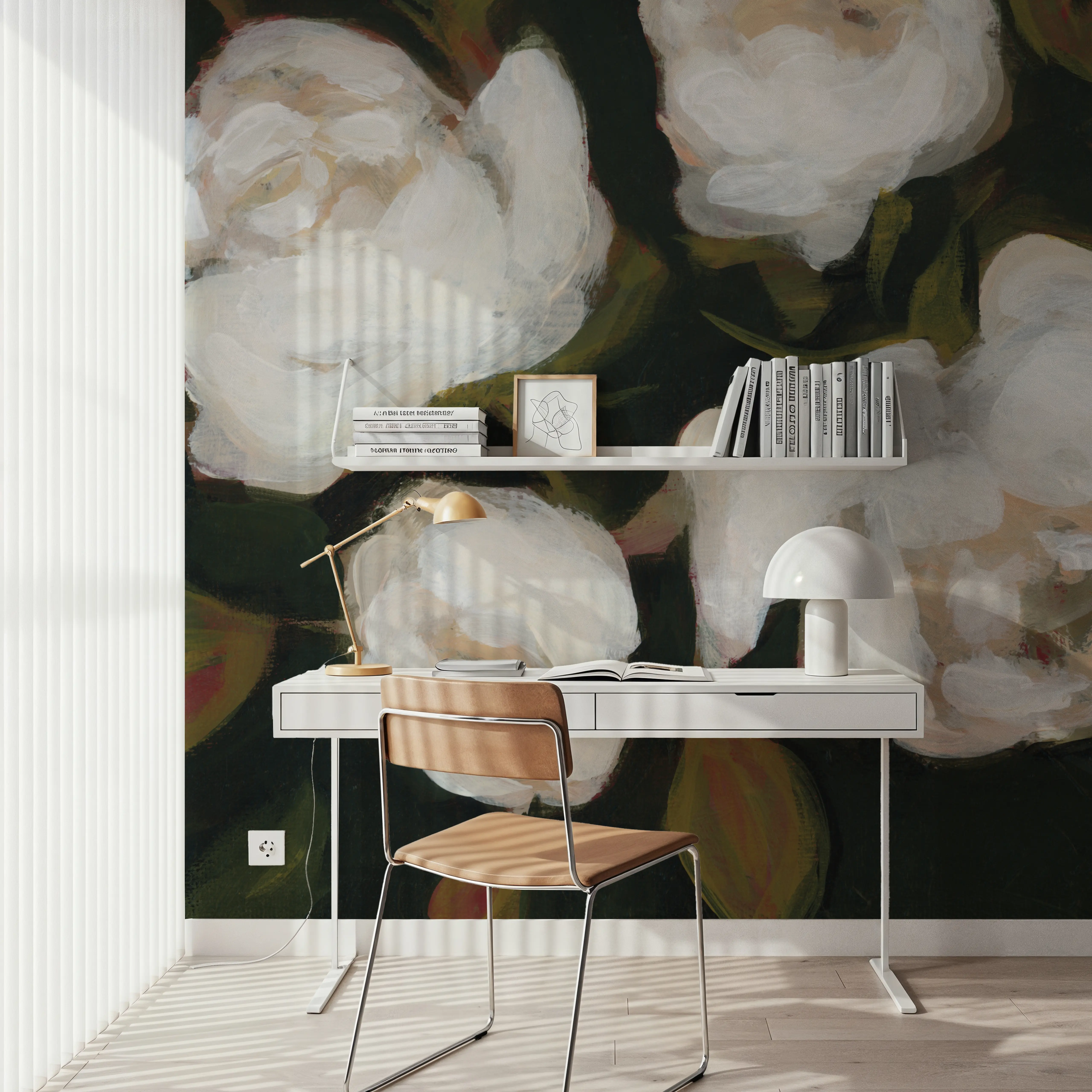 Papier Peint Panoramique - Roses for Mama I - Floral Nature - Blanc - Chambre - Wallism Belgique - Encollage au mur ou Autocollant