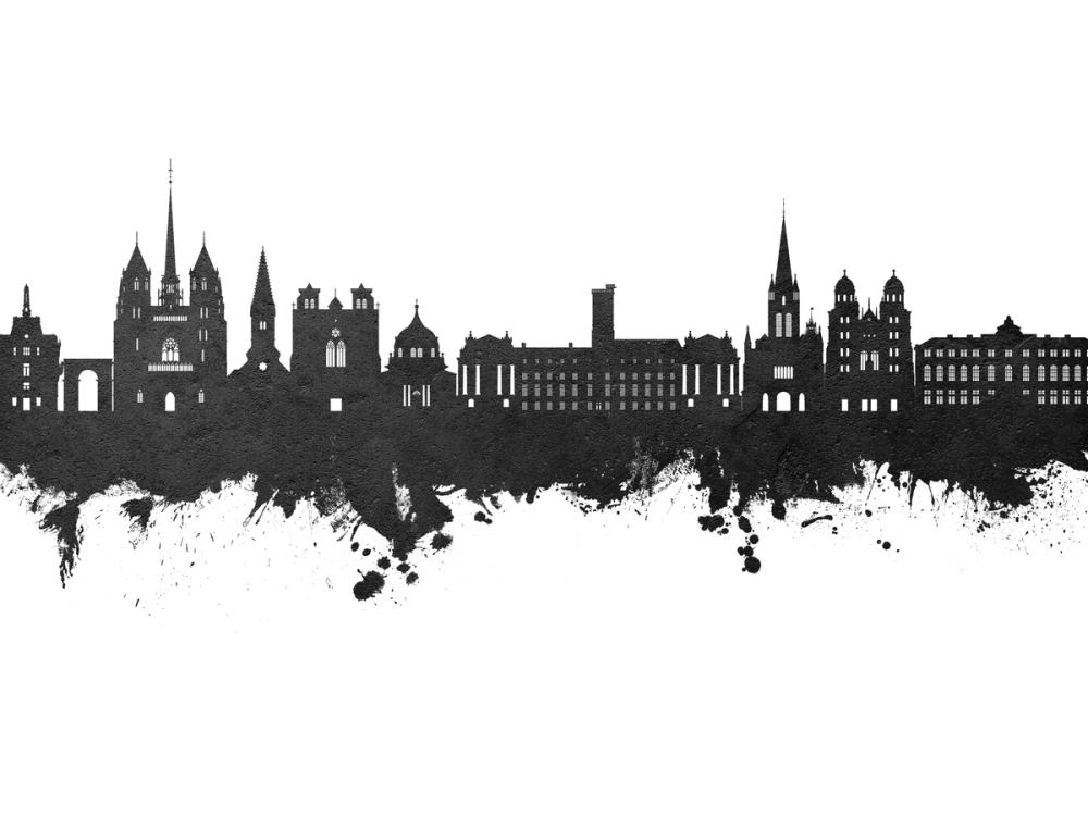 Dijon France Skyline Black & White
