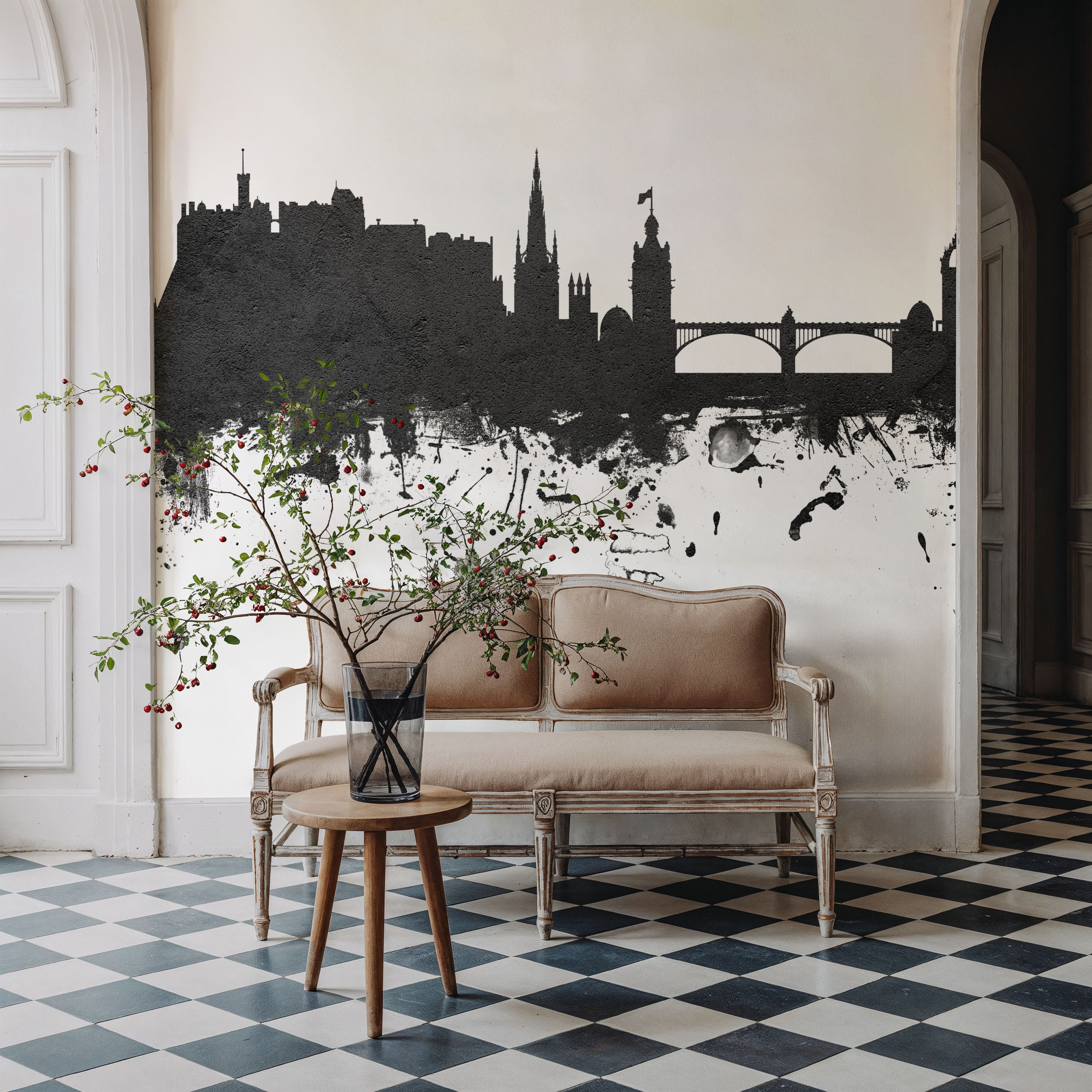 Edinburgh Scotland Skyline Black & White