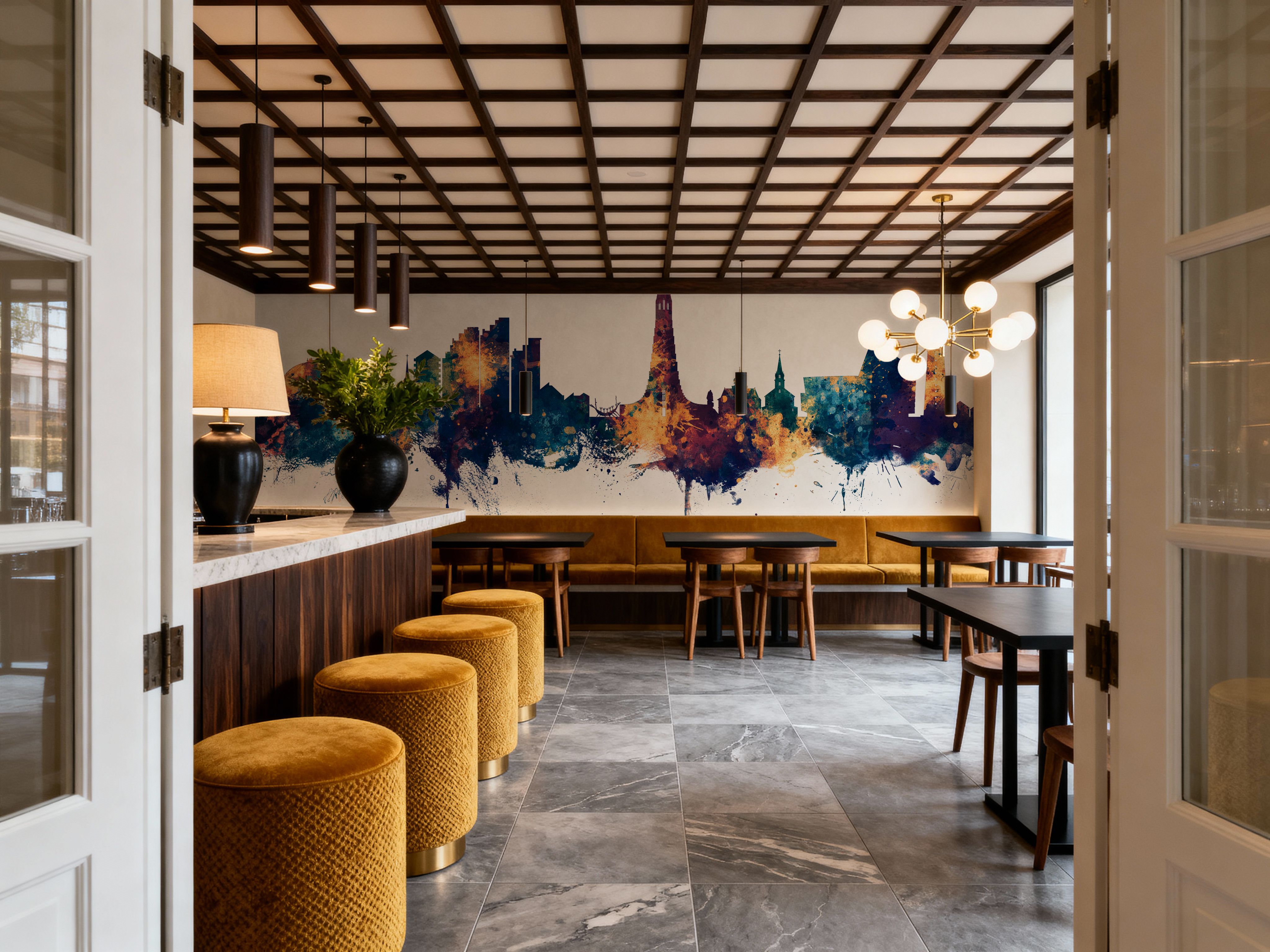 Reykjavík Skyline Blue & Bronze