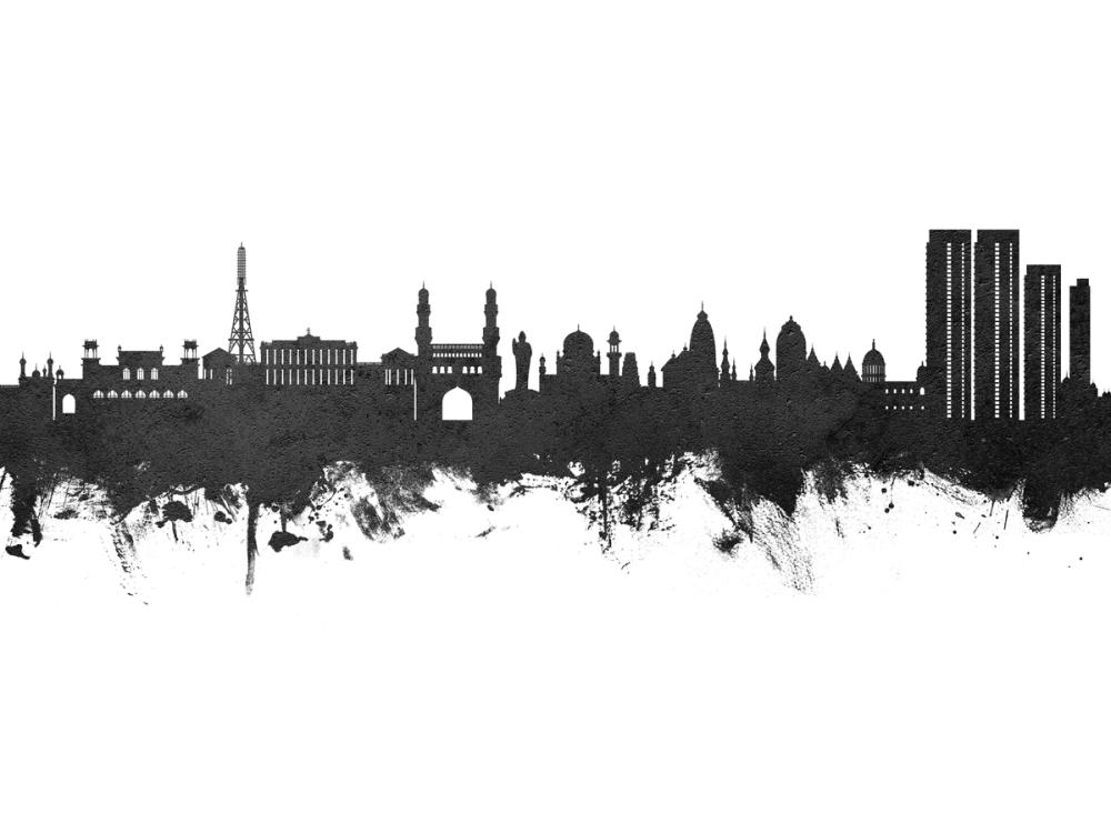 Hyderabad Skyline Black & White