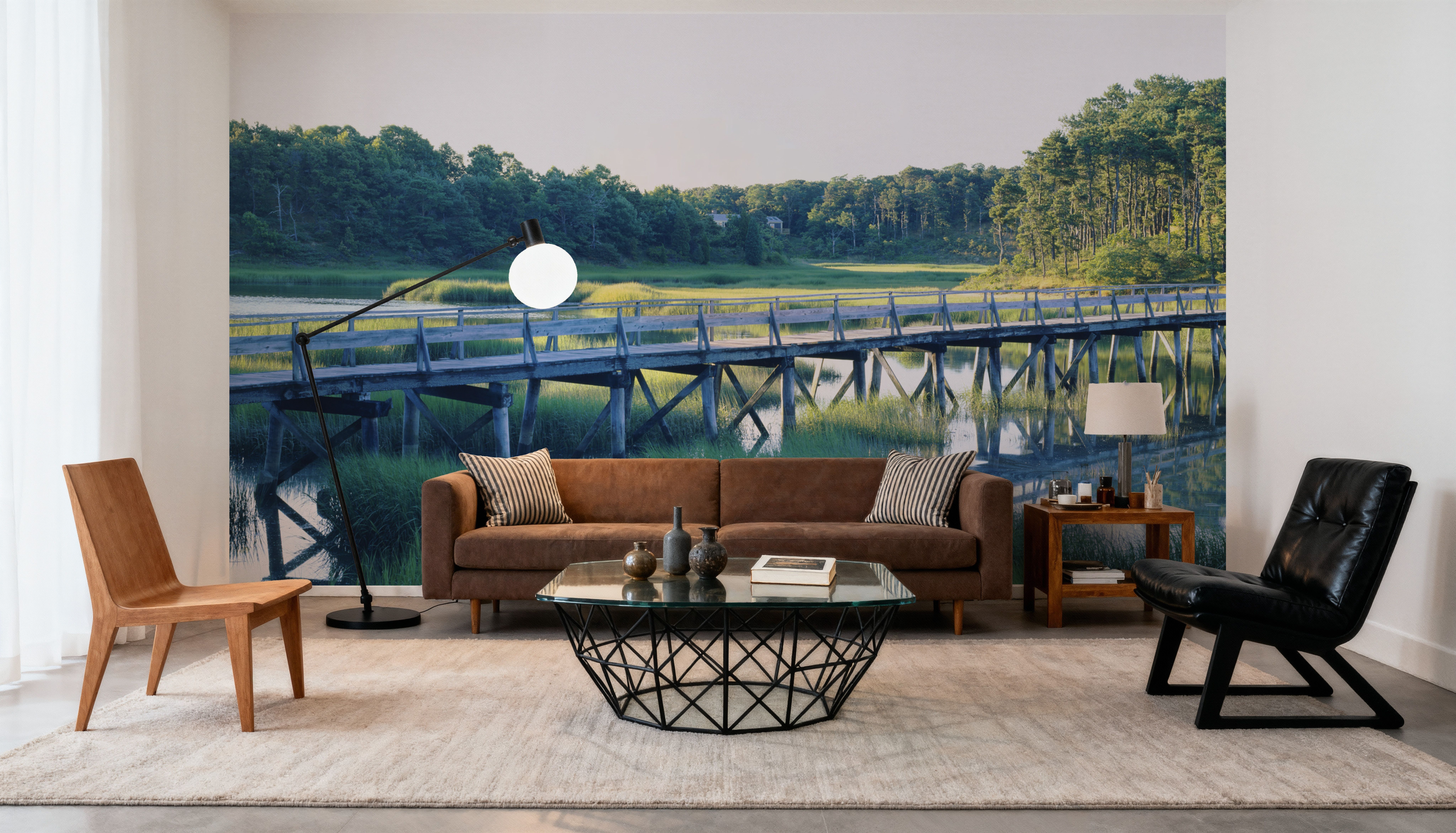 Woodland Bridge Reflection, Wallpaper