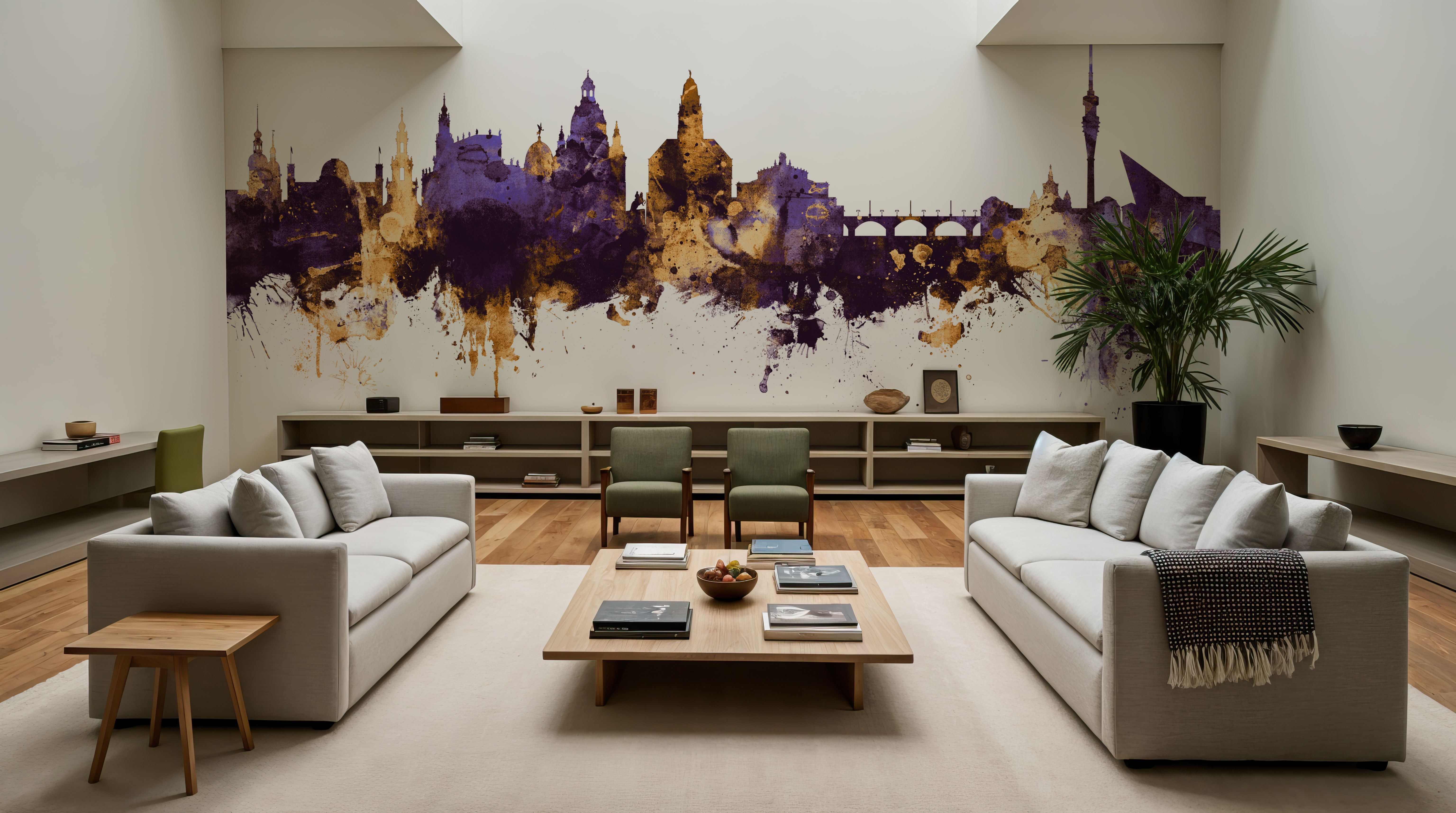 Dresden Germany Skyline Purple & Gold