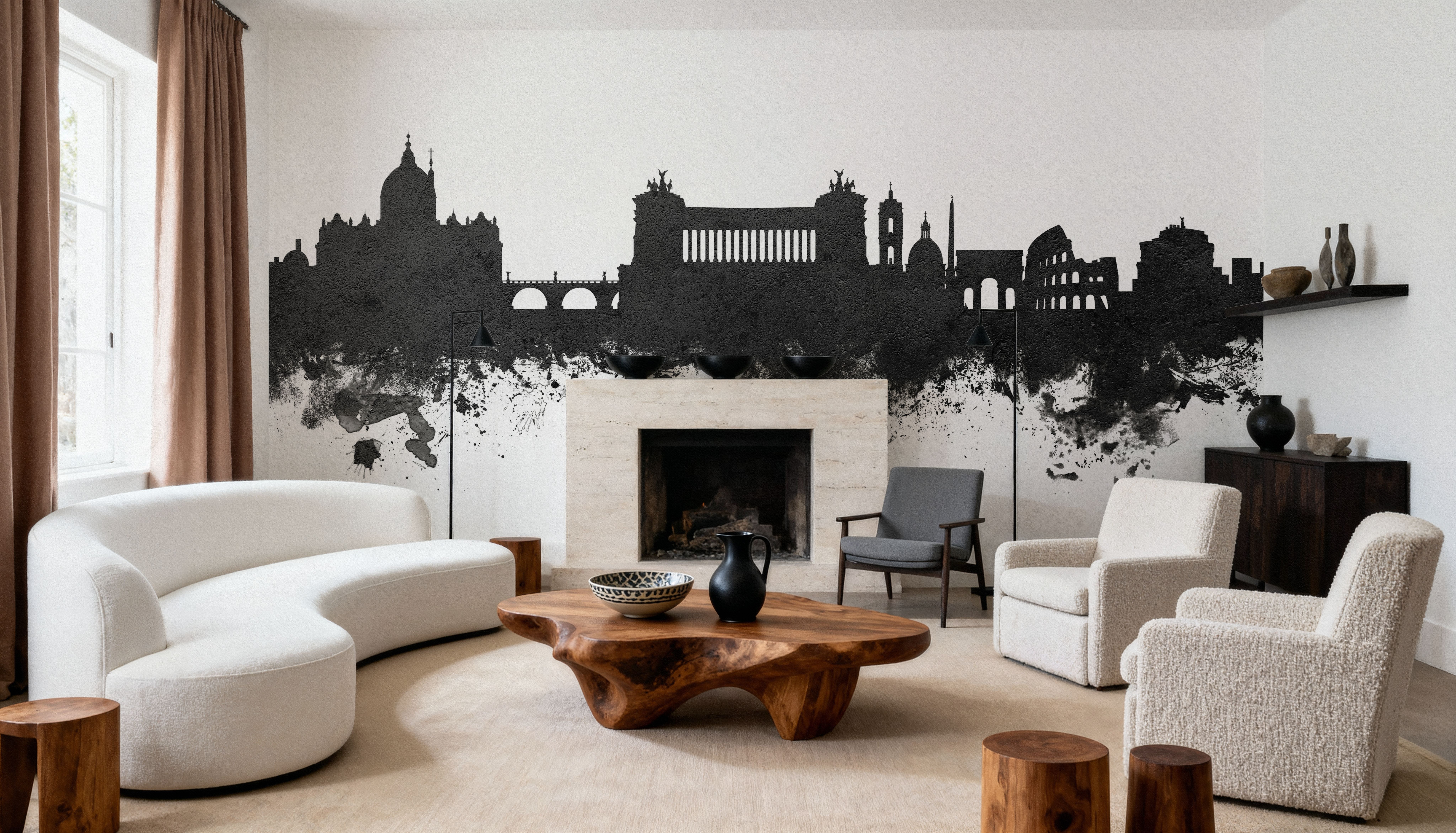 Rome Italy Skyline Black & White