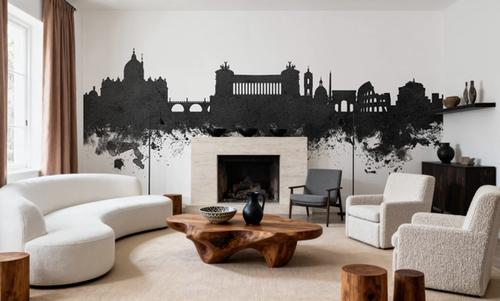 Rome Italy Skyline Black & White