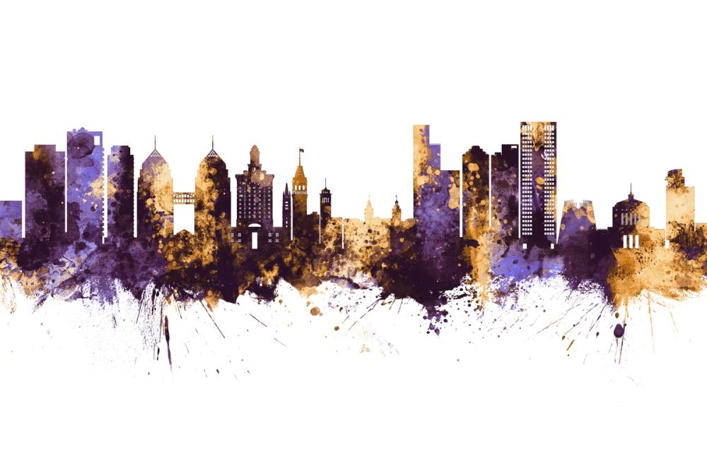 Oakland California Skyline Purple & Gold