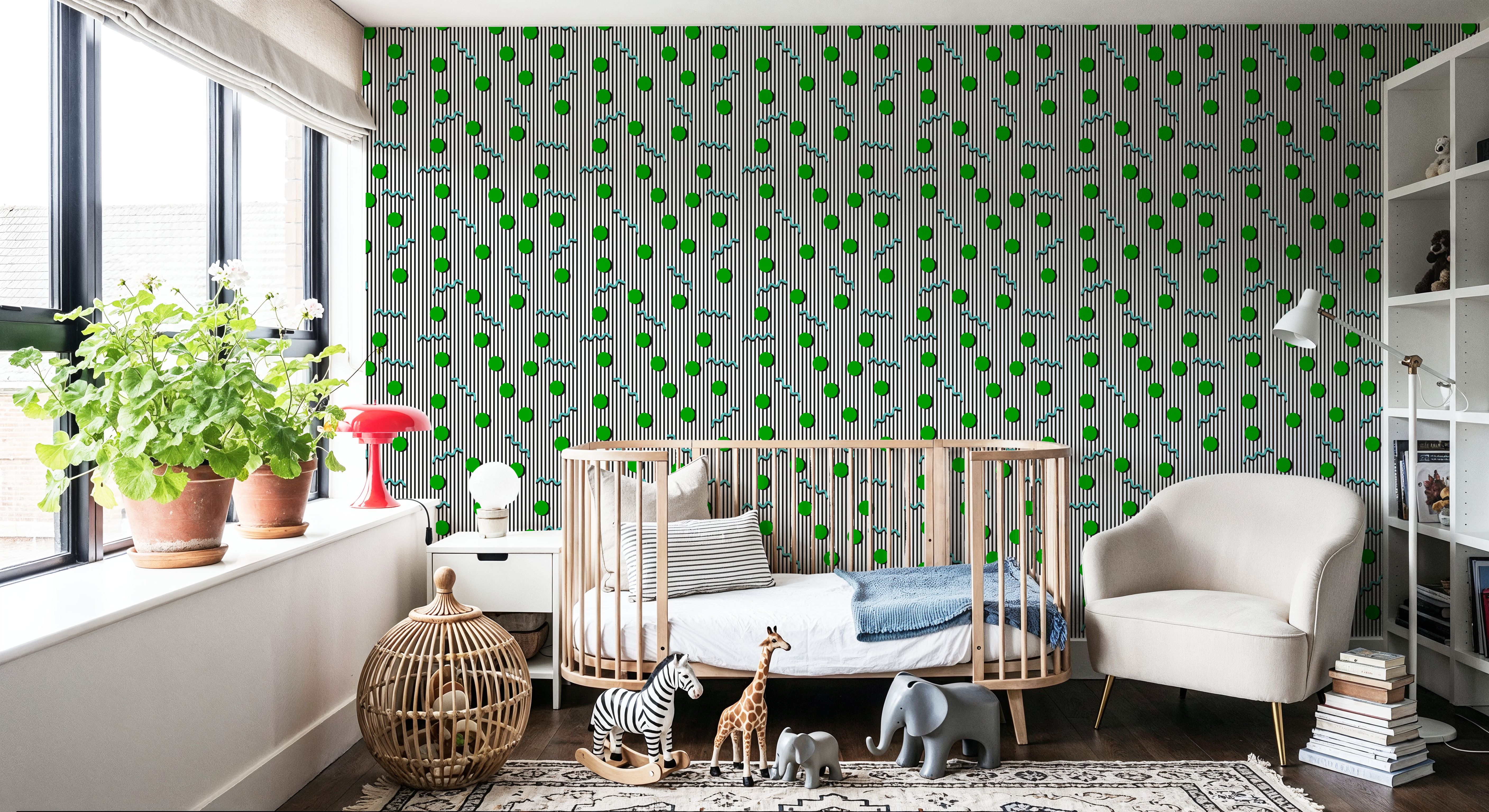 Memphis Dots & Stripes, White