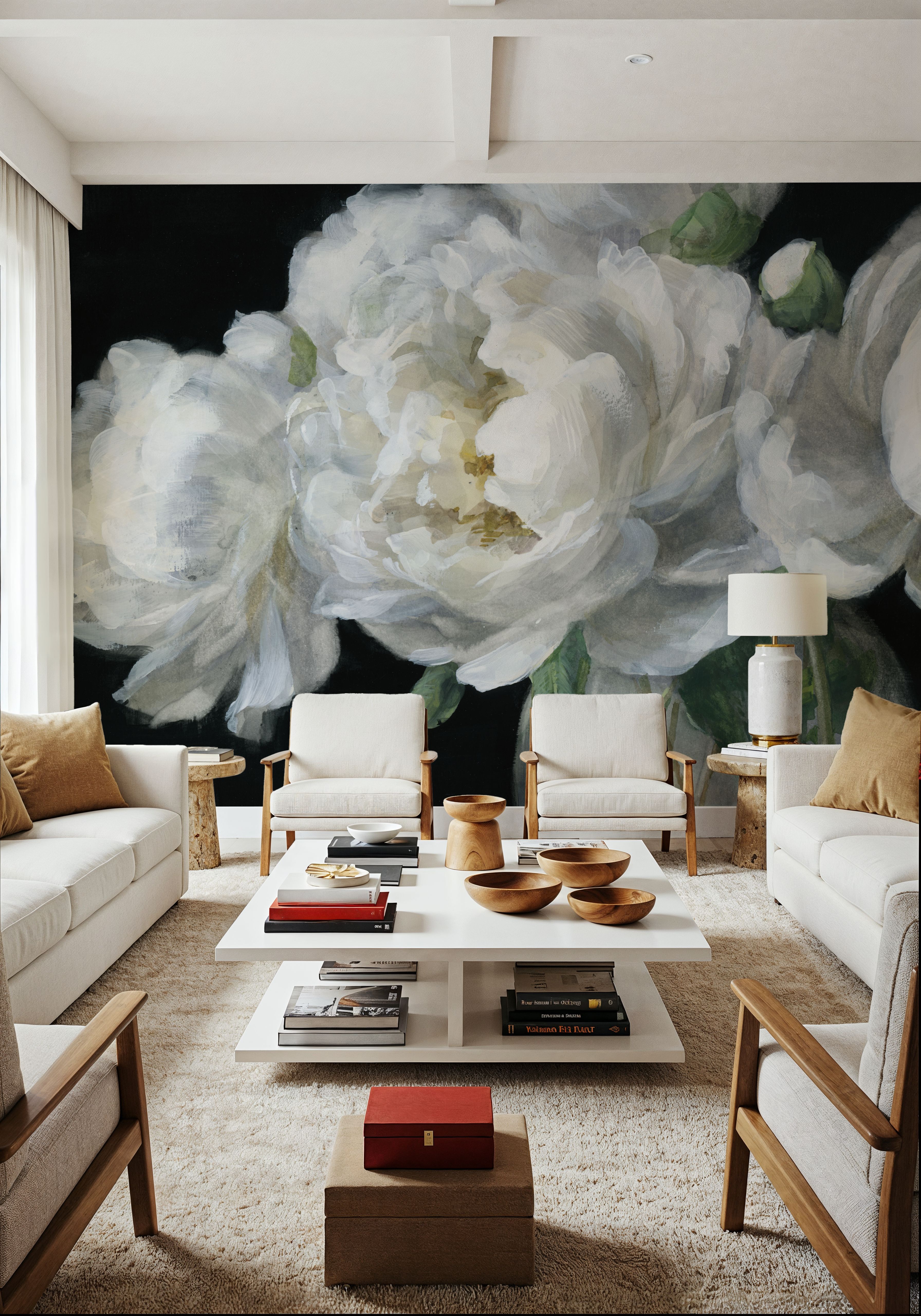 White Peonies in Glass