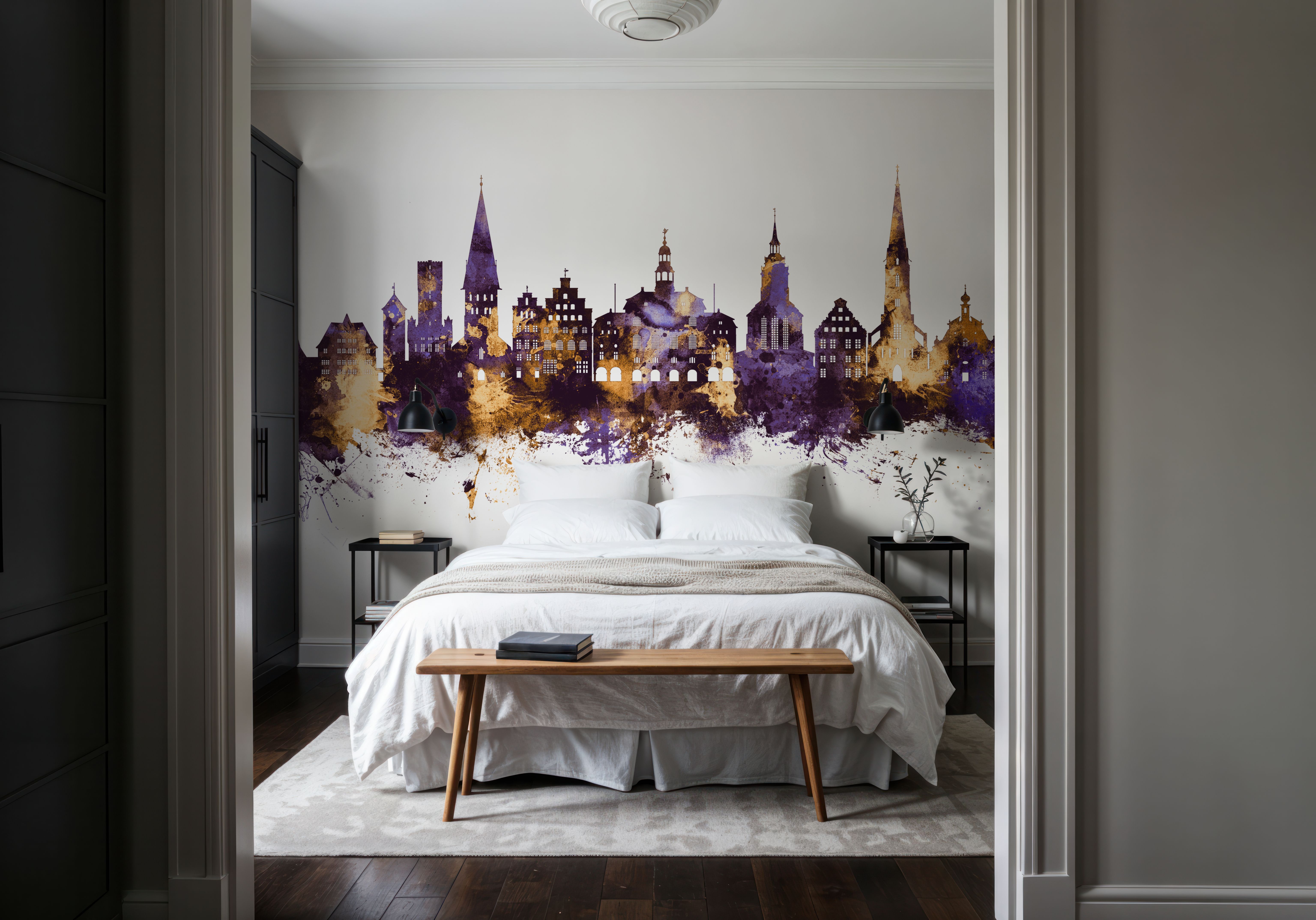 Lüneburg Germany Skyline Purple & Gold