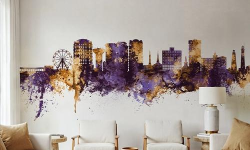 Virginia Beach Skyline Purple & Gold
