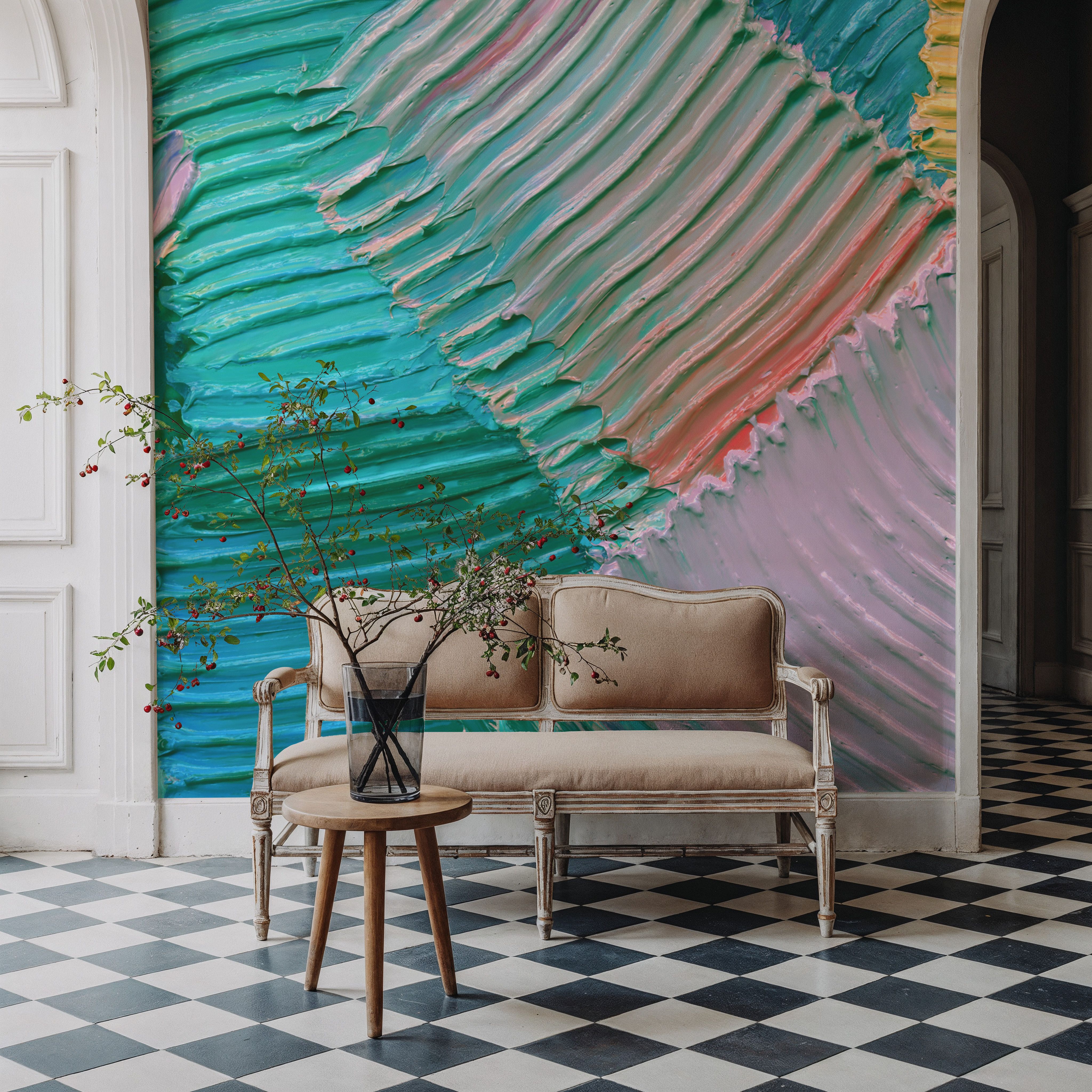 Close-Up Stroke Painting, Mint Green