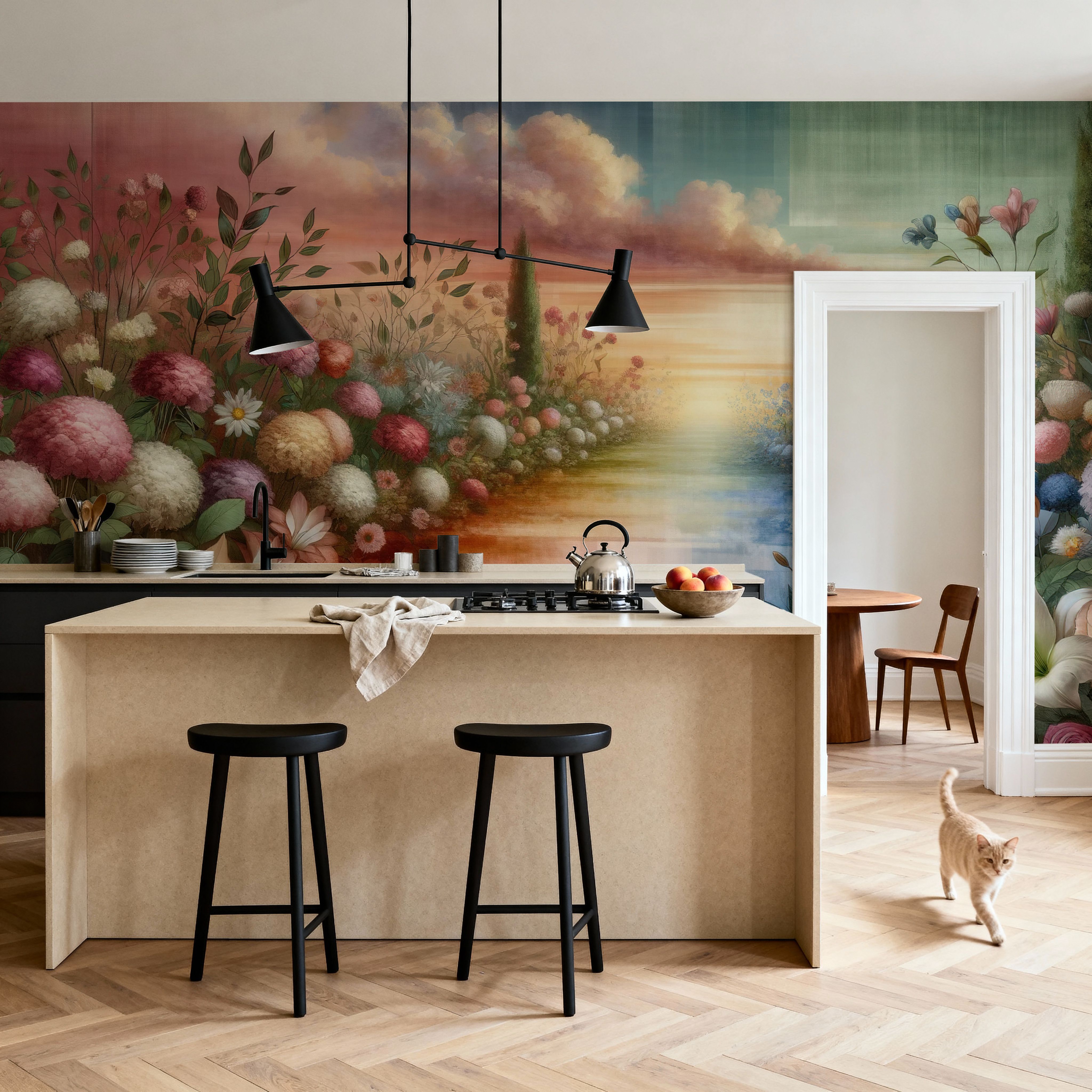 Watercolor Floral Path