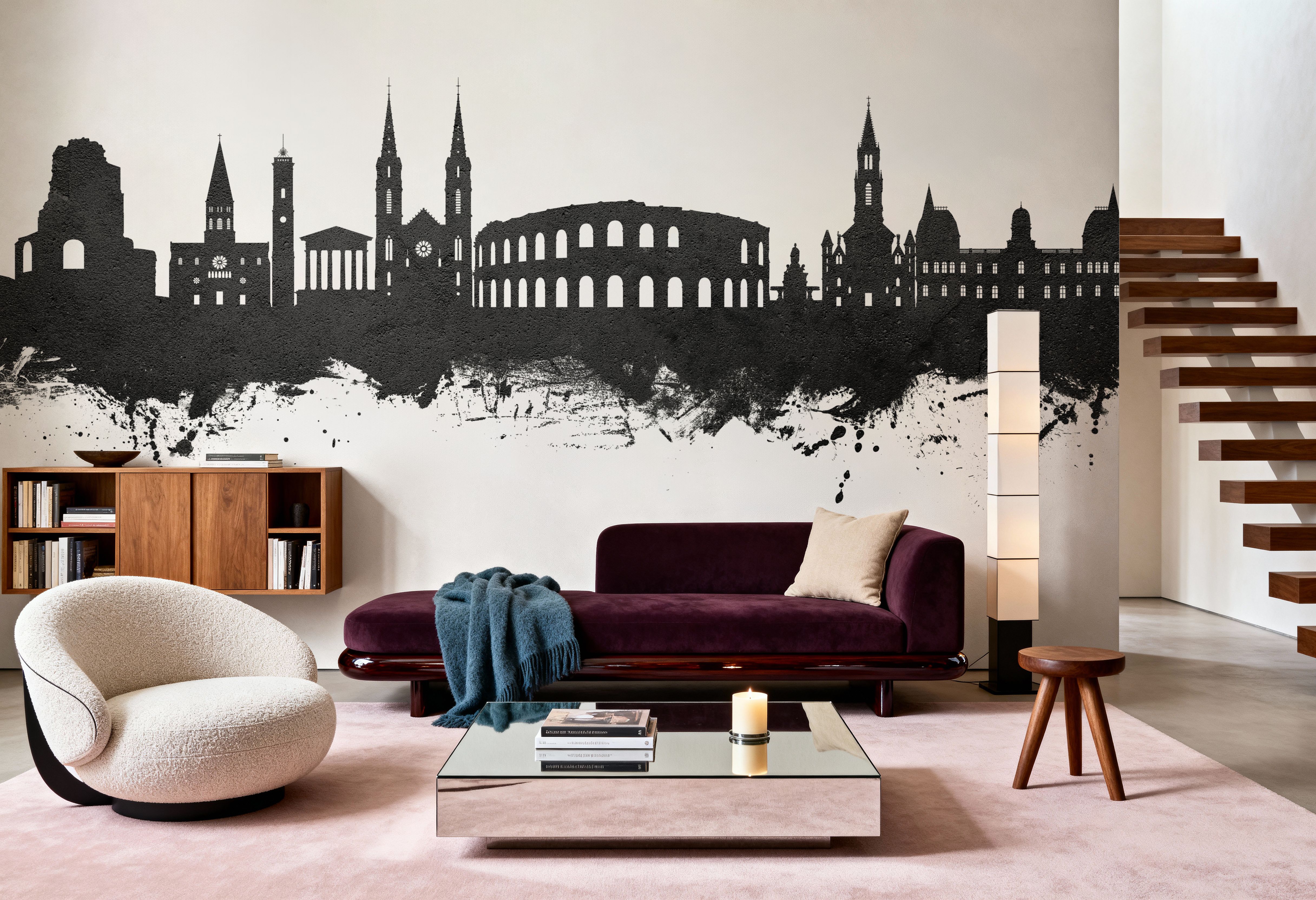 Nîmes France Skyline Black & White