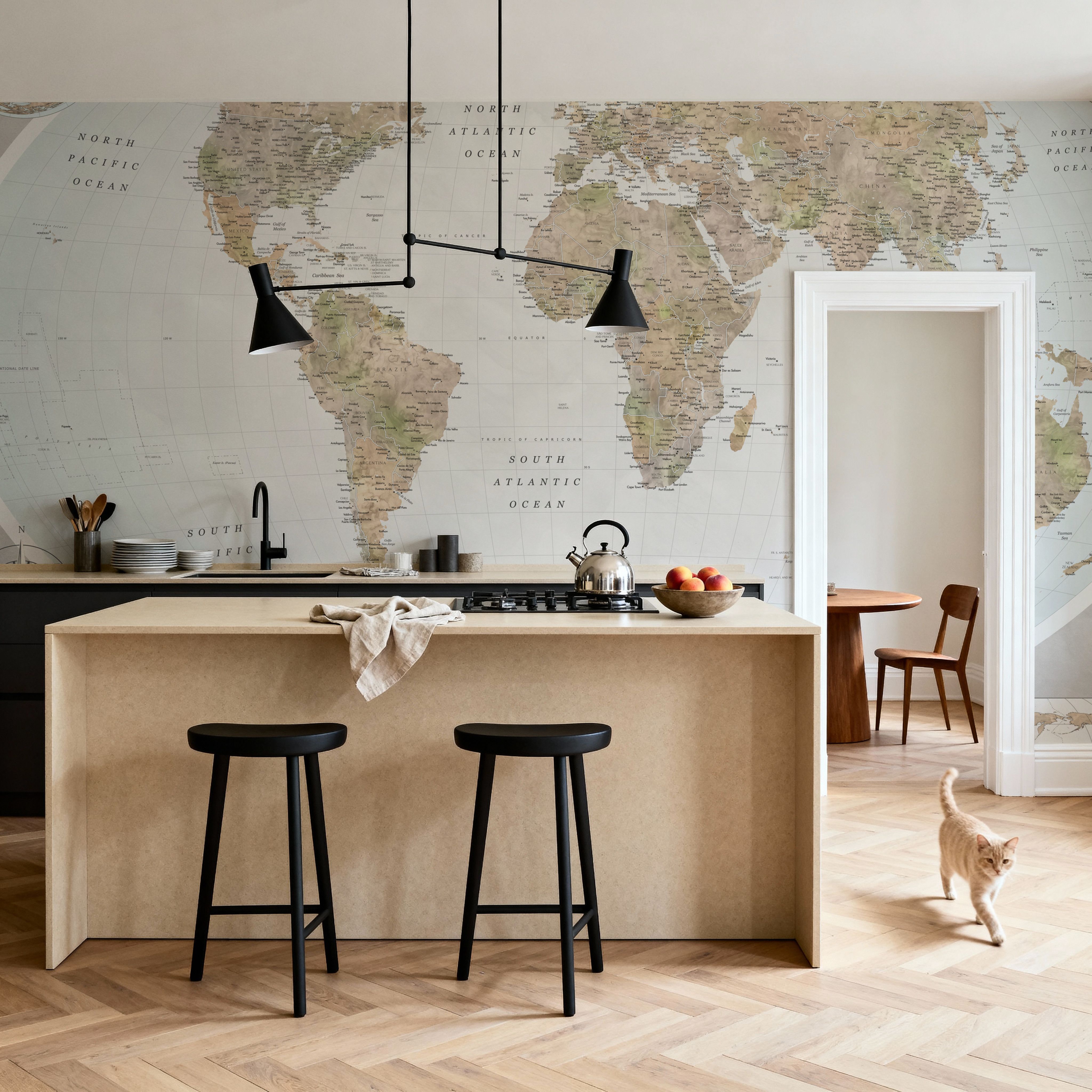 World Map Atlas Brown