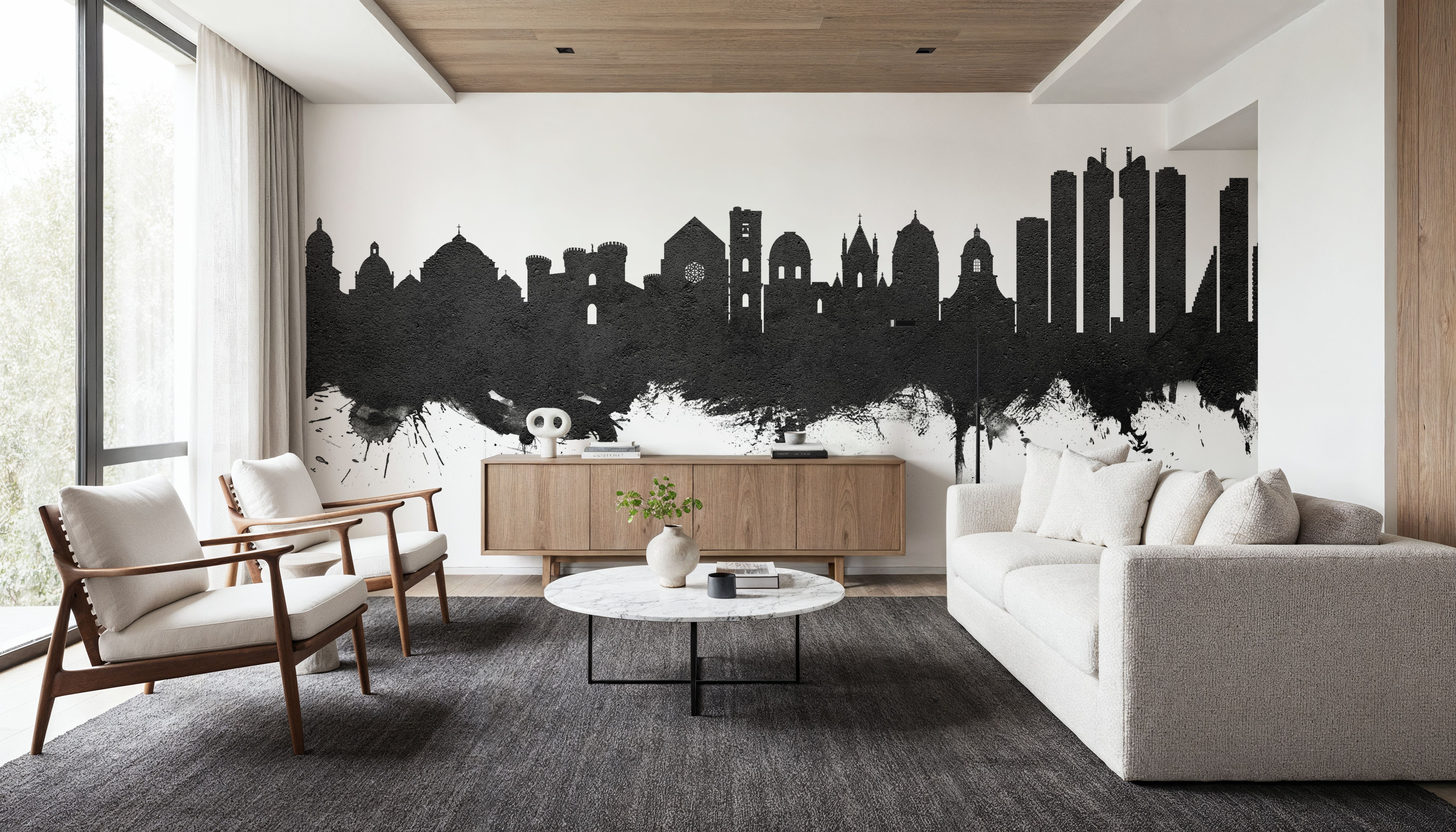 Naples Italy Skyline Black & White