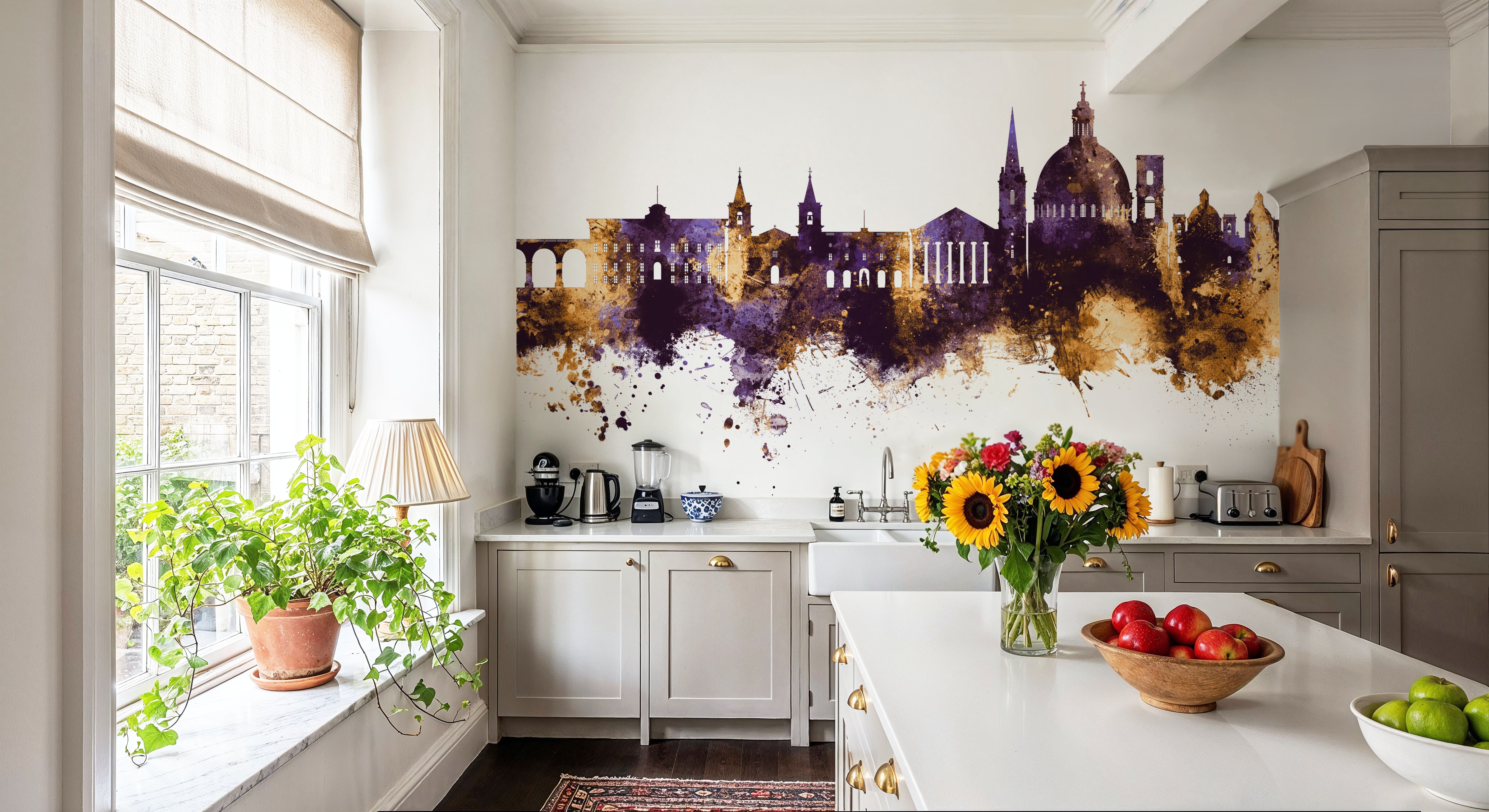 Valletta Malta Skyline Purple & Gold