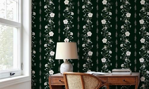 Trailing Flower Stripe, Dark Green