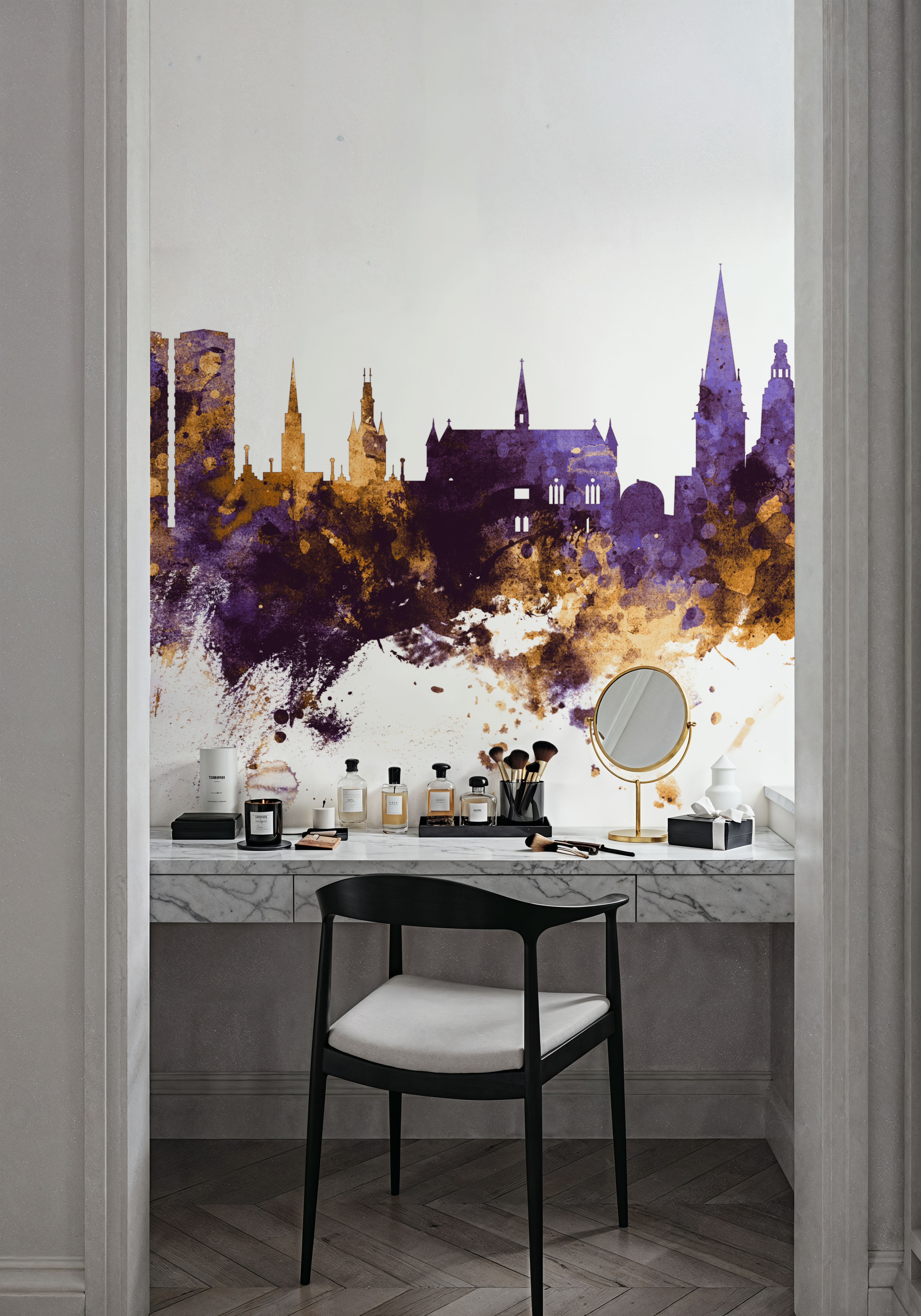 Dundee Scotland Skyline Purple & Gold