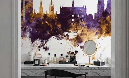 Dundee Scotland Skyline Purple & Gold