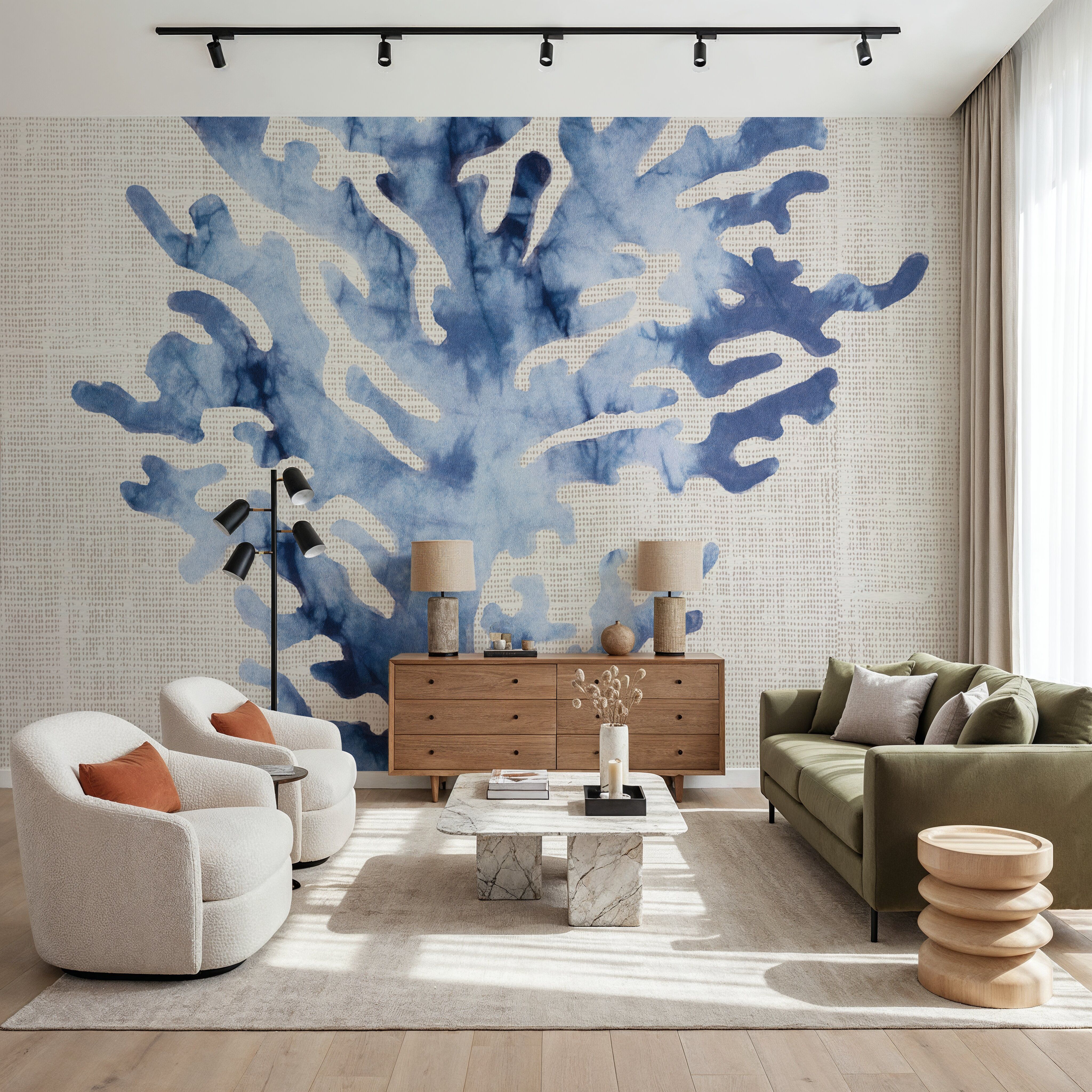 Shibori Coral III on Linen