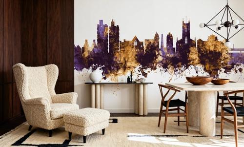 Stoke-on-Trent Skyline Purple & Gold
