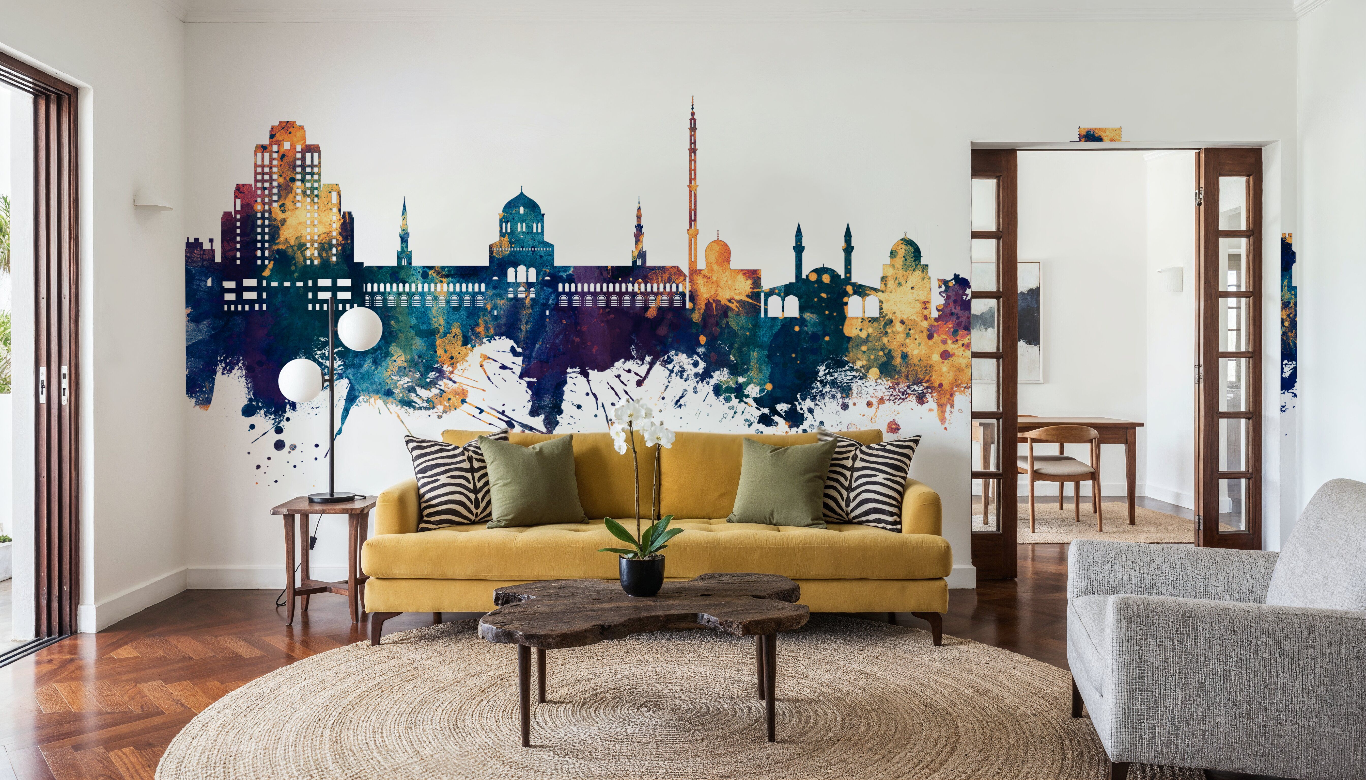 Damascus Syria Skyline Blue & Bronze