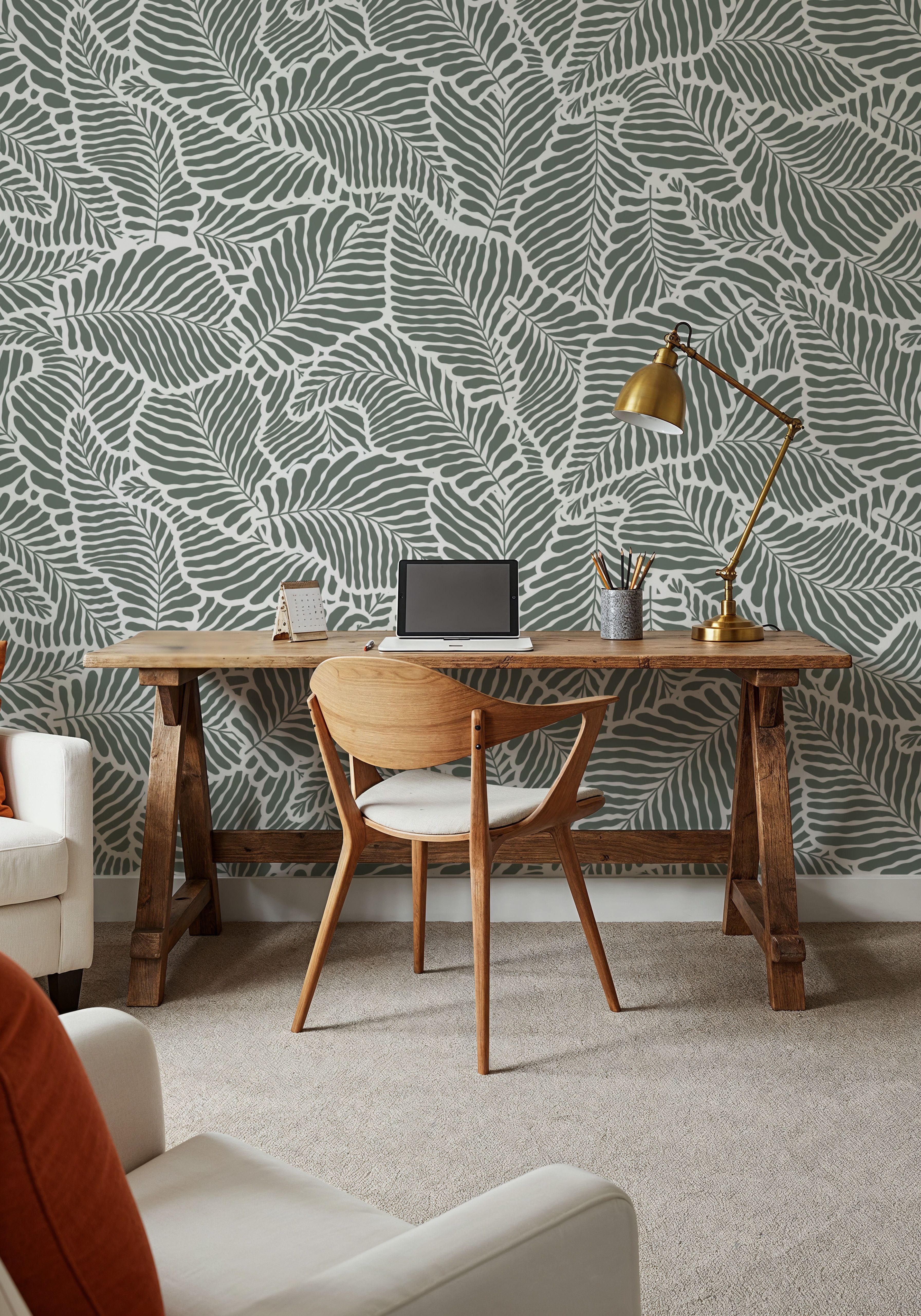 Fern Cut-Outs Pattern, Khaki