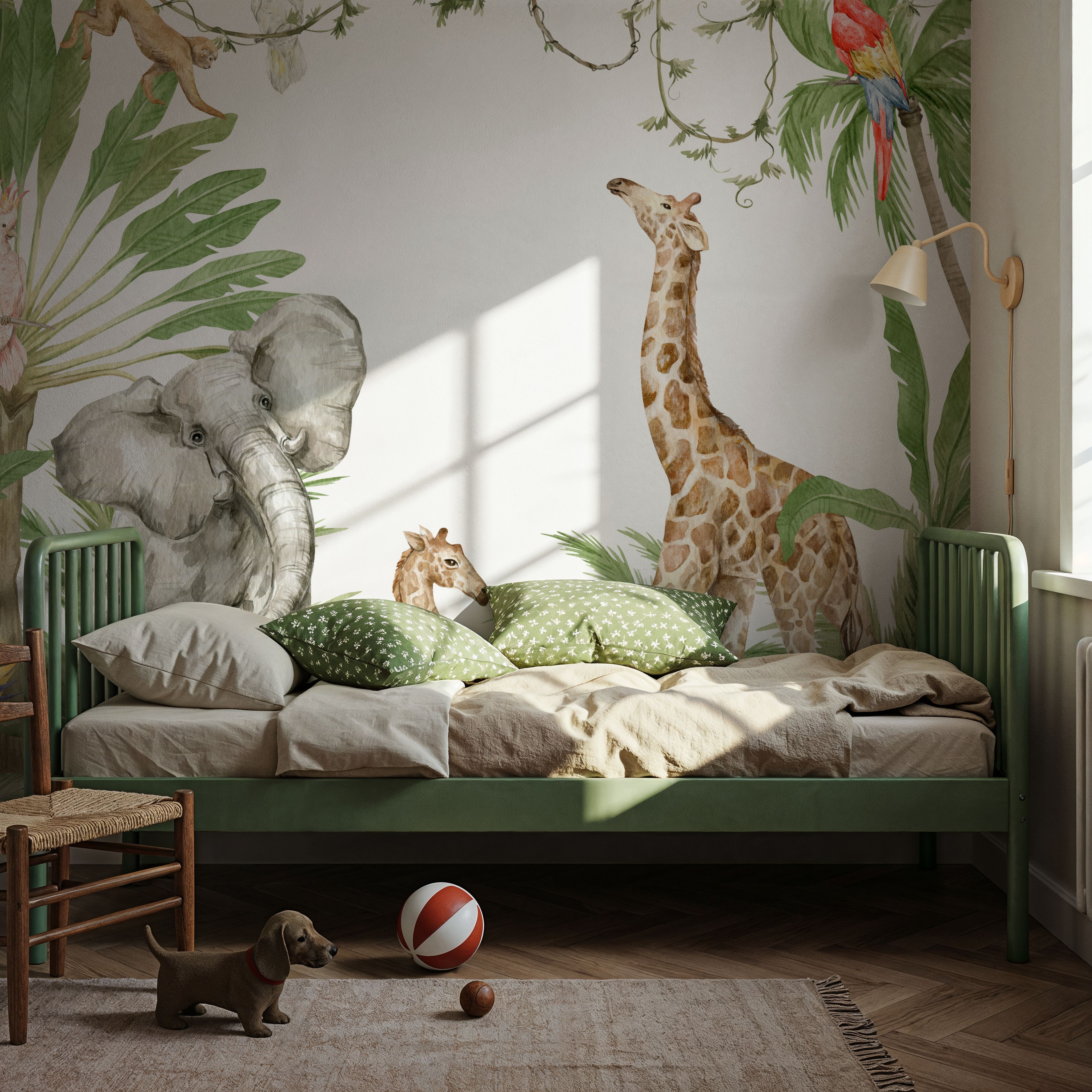 Wall Mural - Jungle Friends - Birds Wild mural wallpaper - Kids' Room - Wallism US - Premium, Textured or Peel & Stick