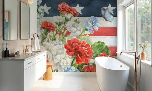 Red White and Blue Floral VI