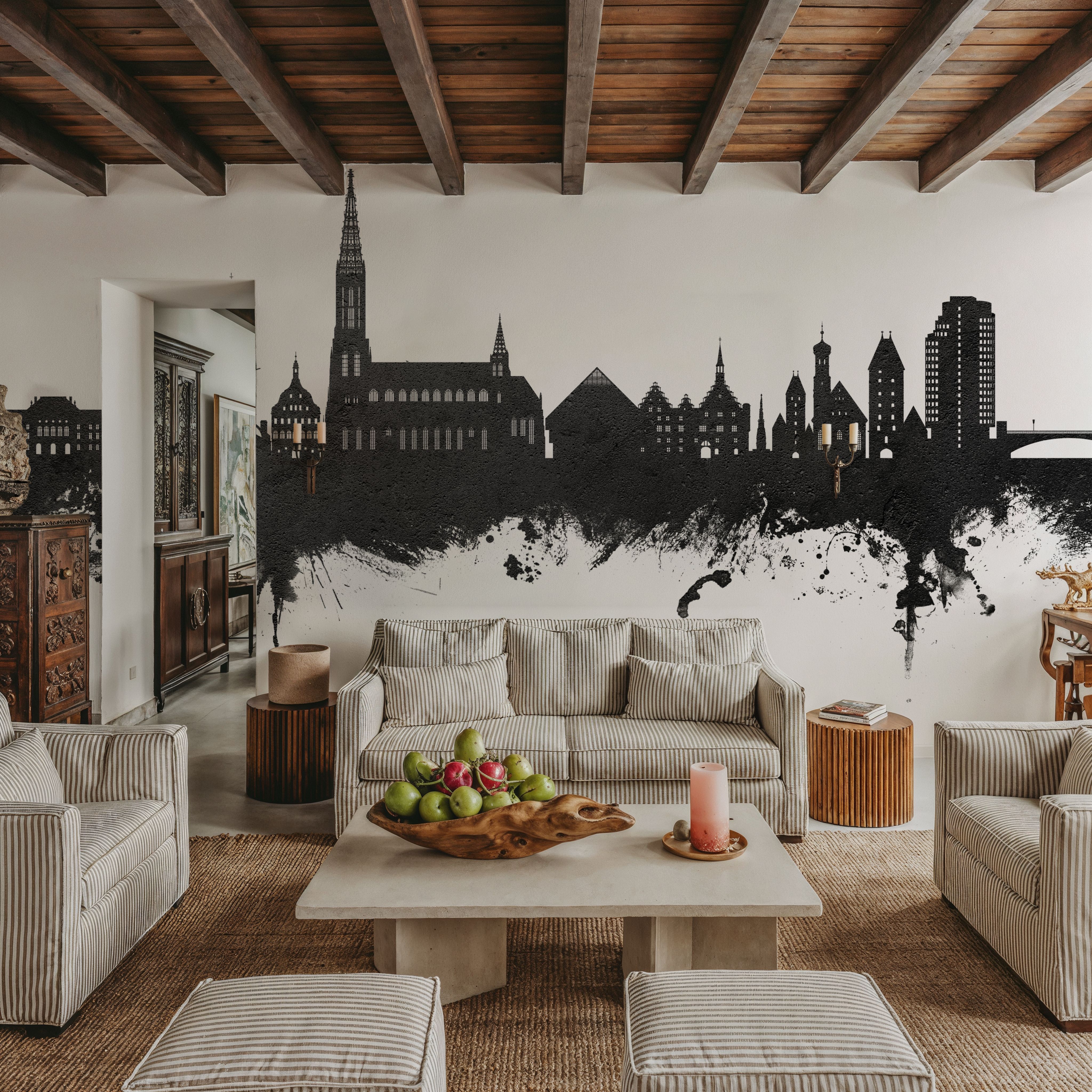 Ulm Germany Skyline Black & White