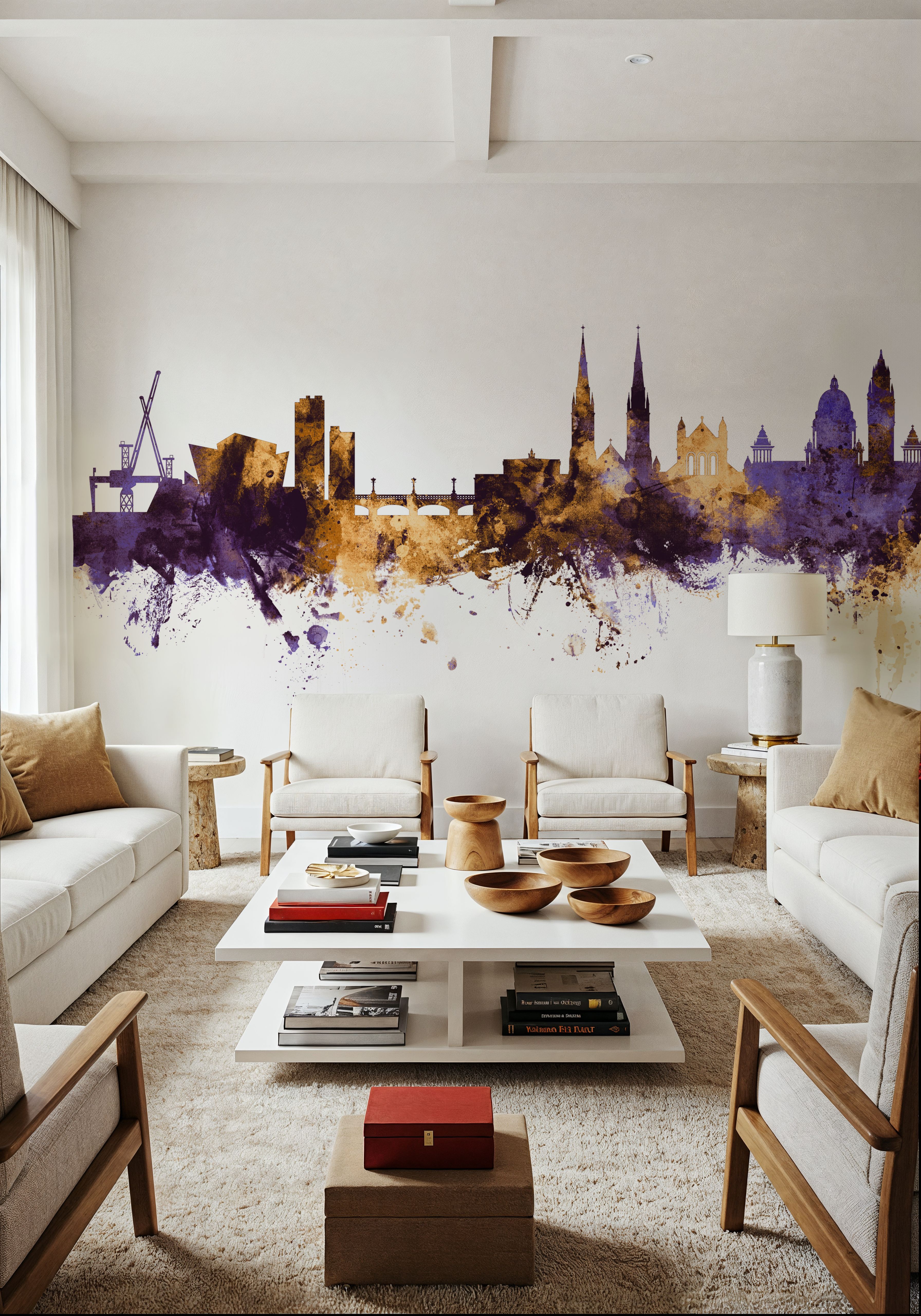 Belfast Northern Ireland Skyline Purple & Gold