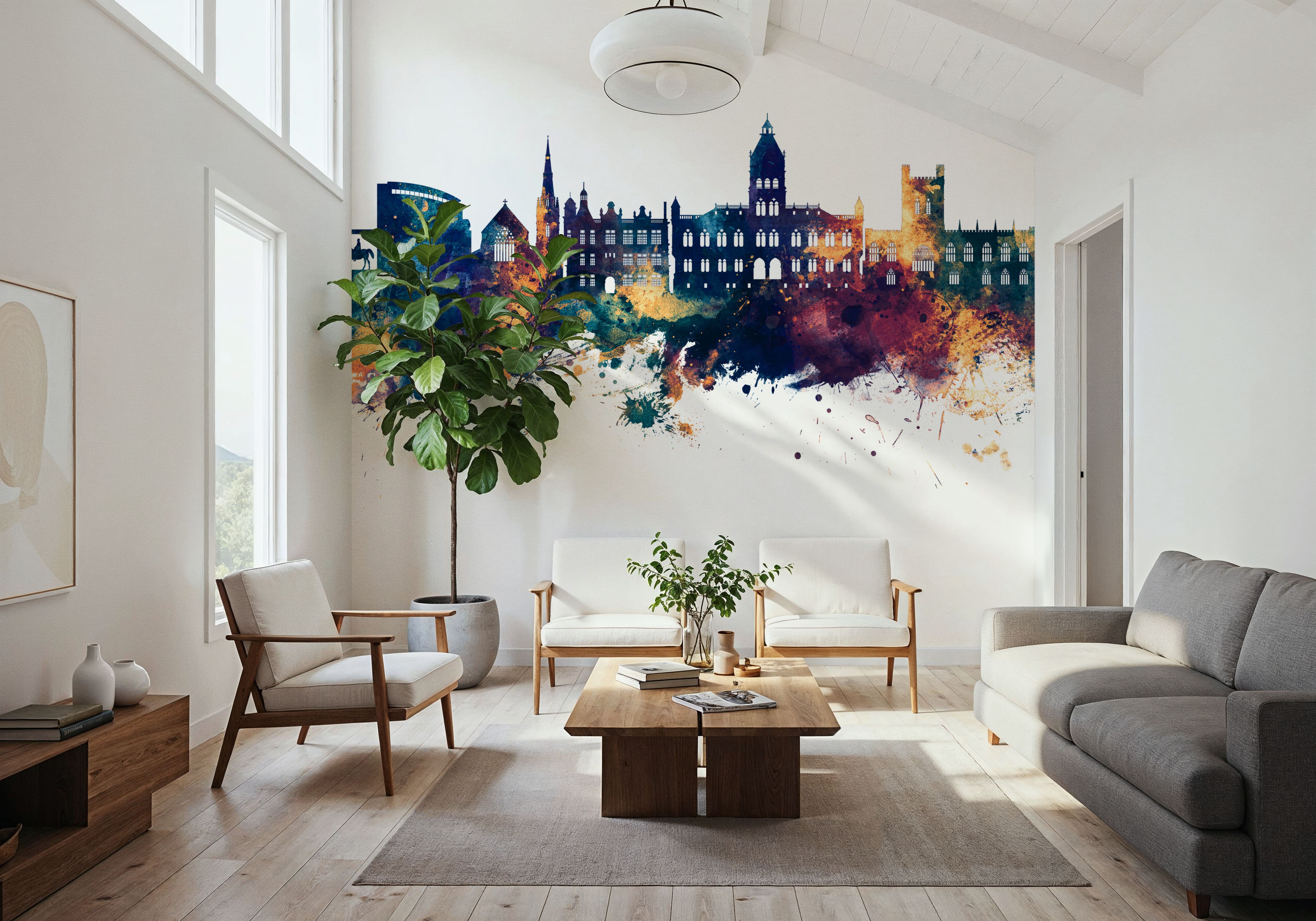 Chester England Skyline Blue & Bronze, Papier peint