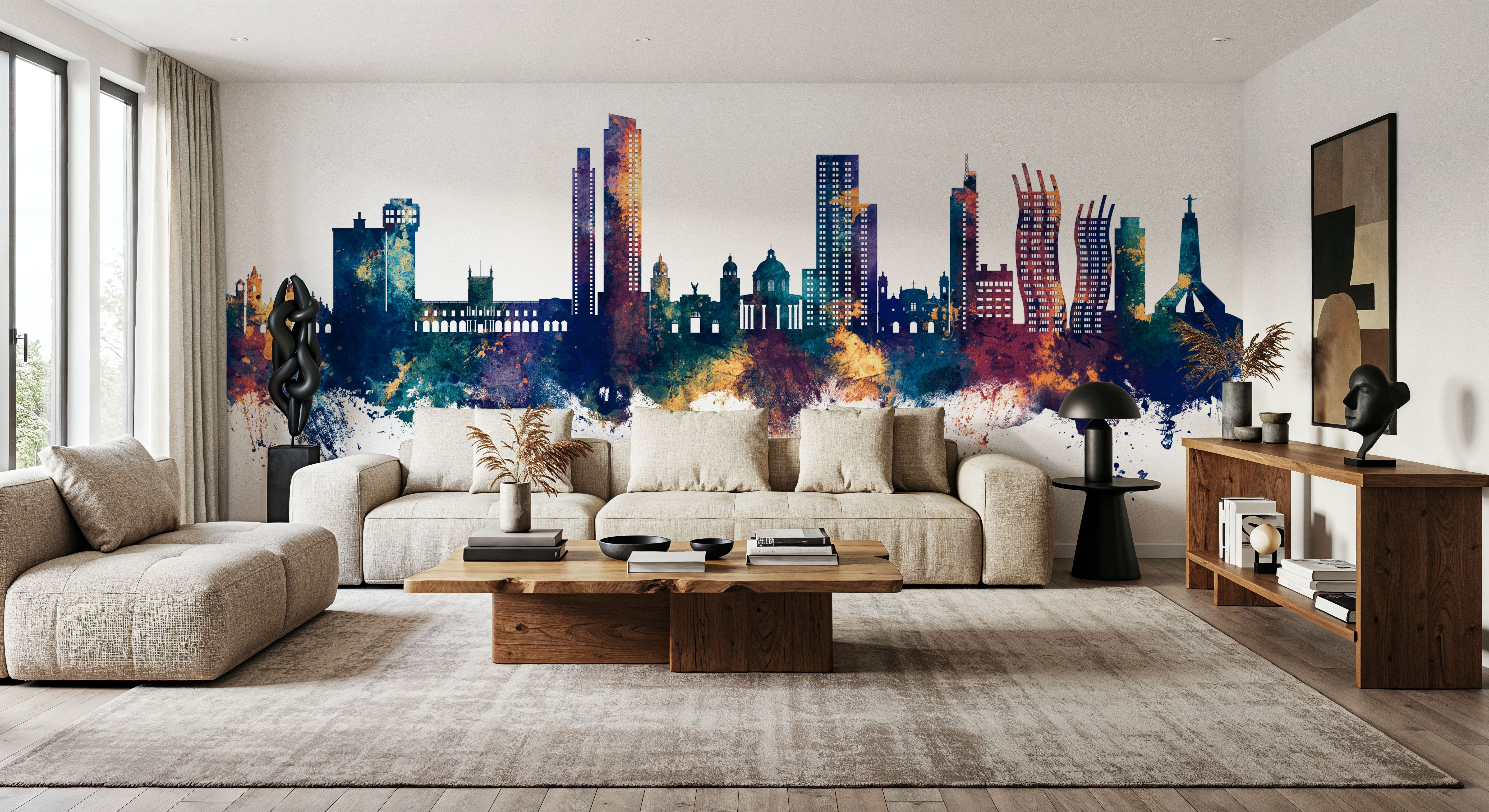 Asunción Paraguay Skyline Blue & Bronze, Wallpaper