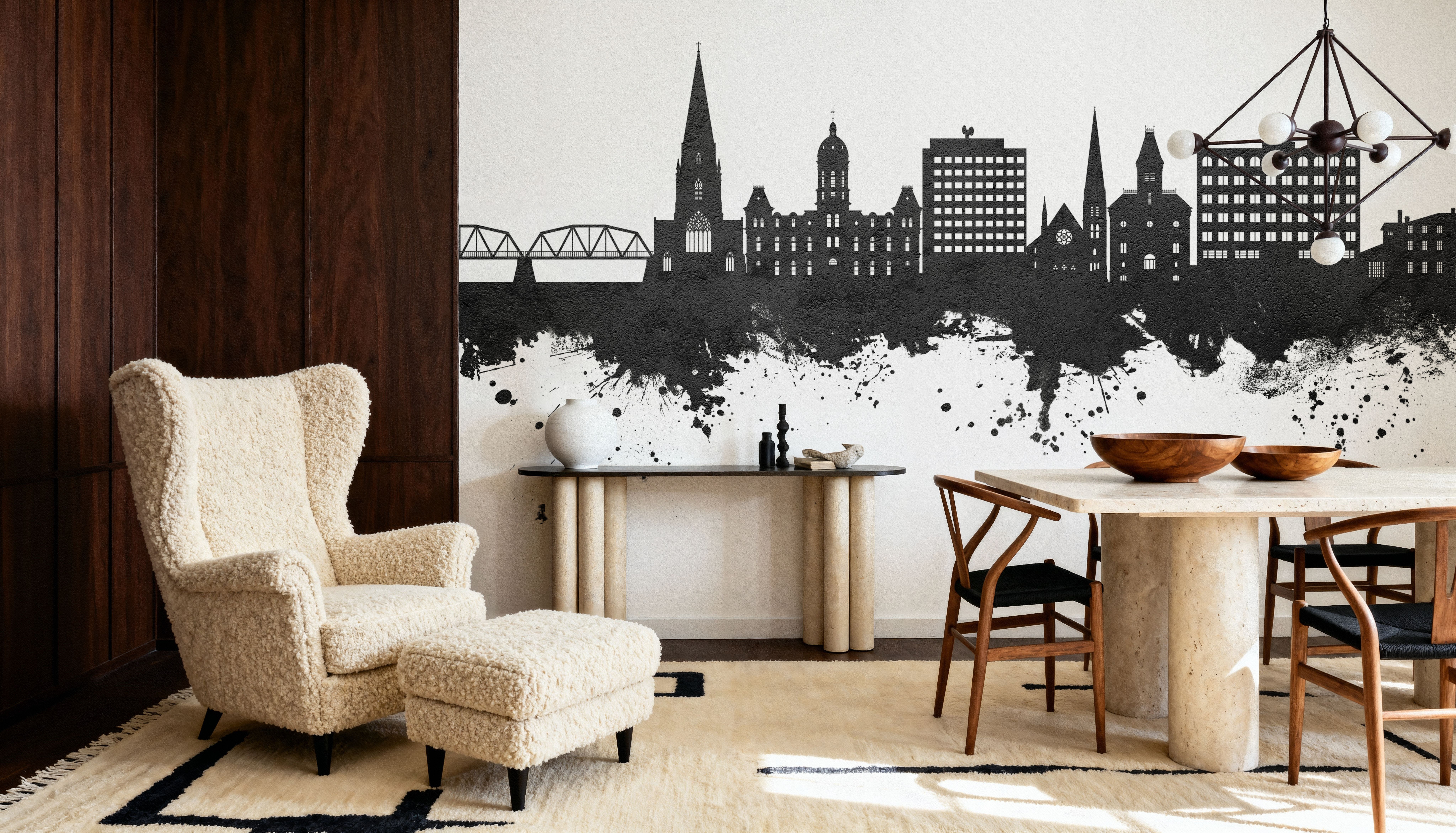 Fredericton Canada Skyline Black & White