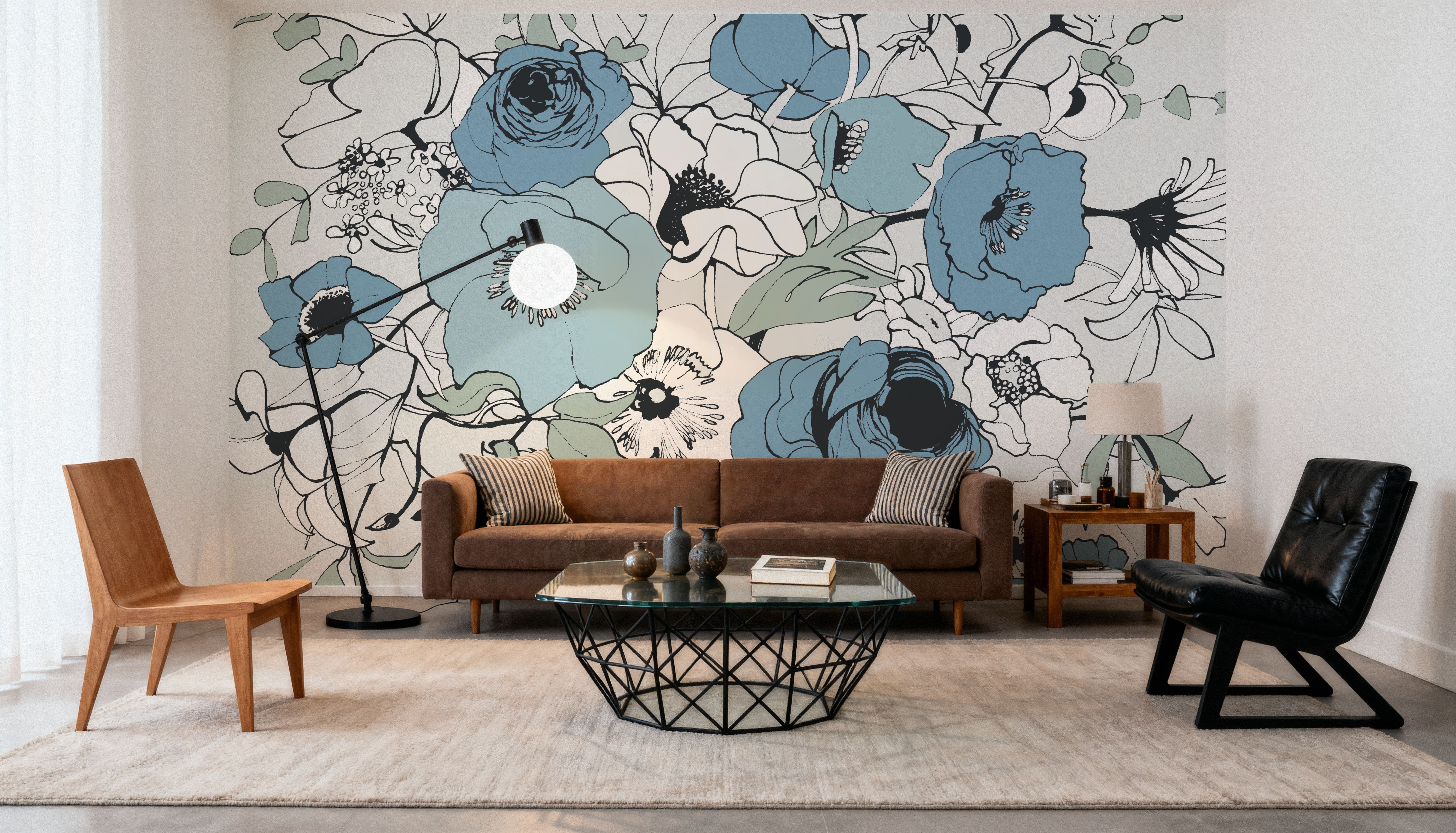 Watercolor Black Lined Poppies Mix